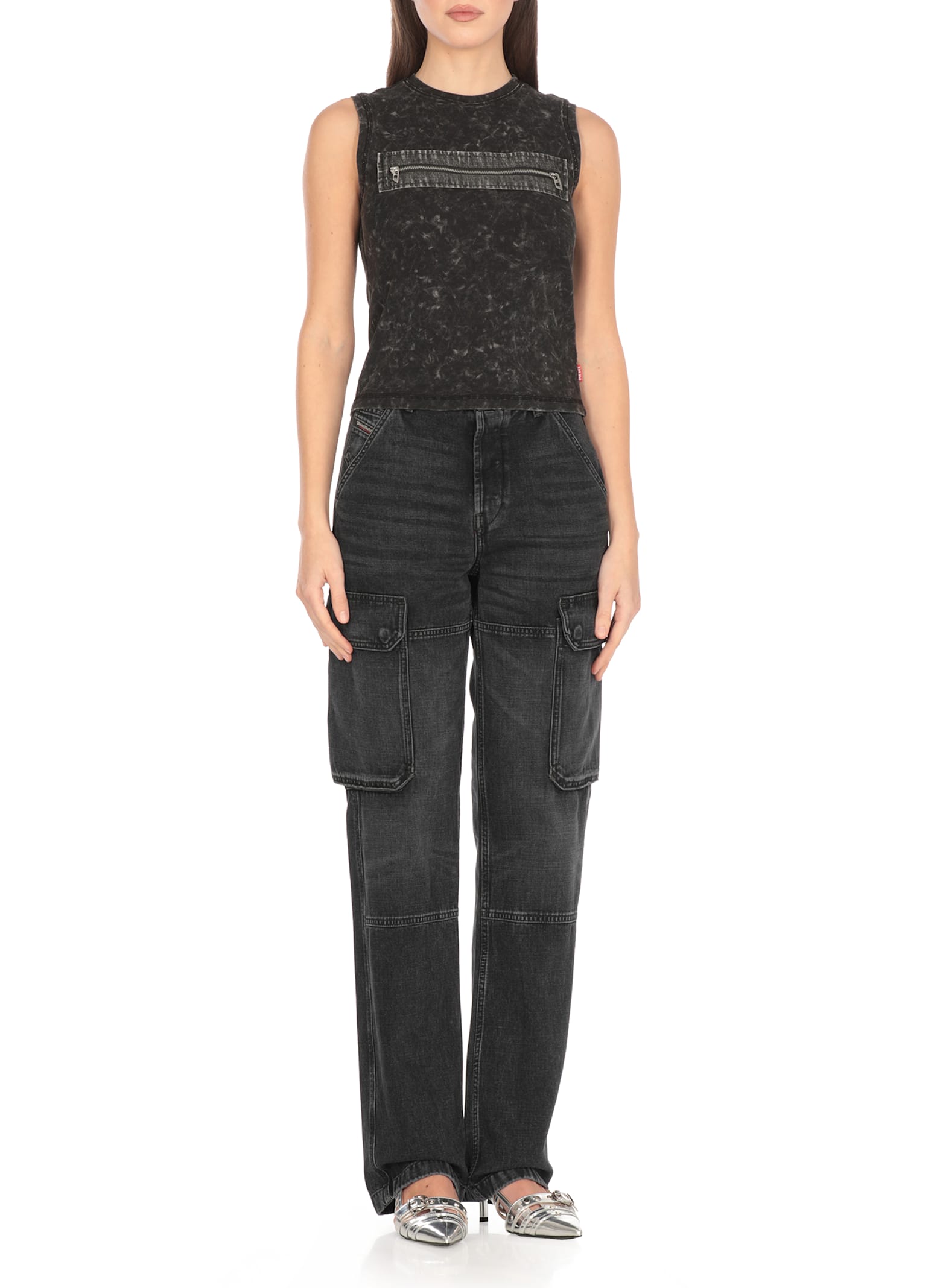Diesel Sleeveless Top With Zip Detail