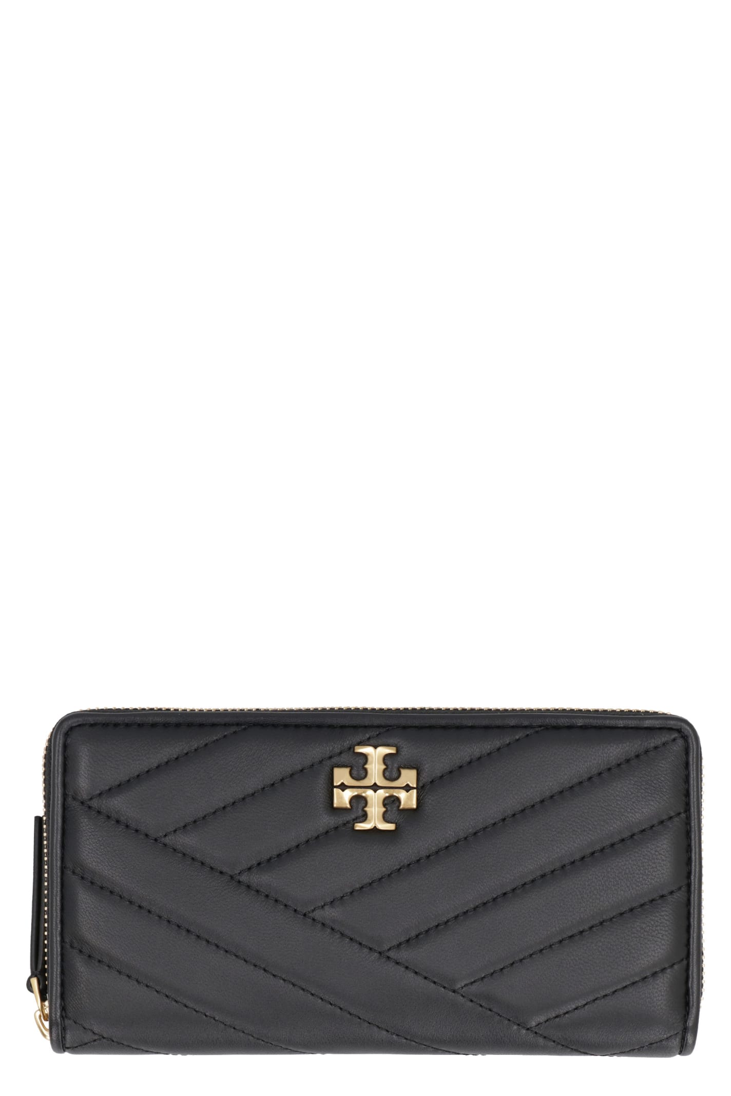 Shop Tory Burch Kira Continental Leather Wallet In Black