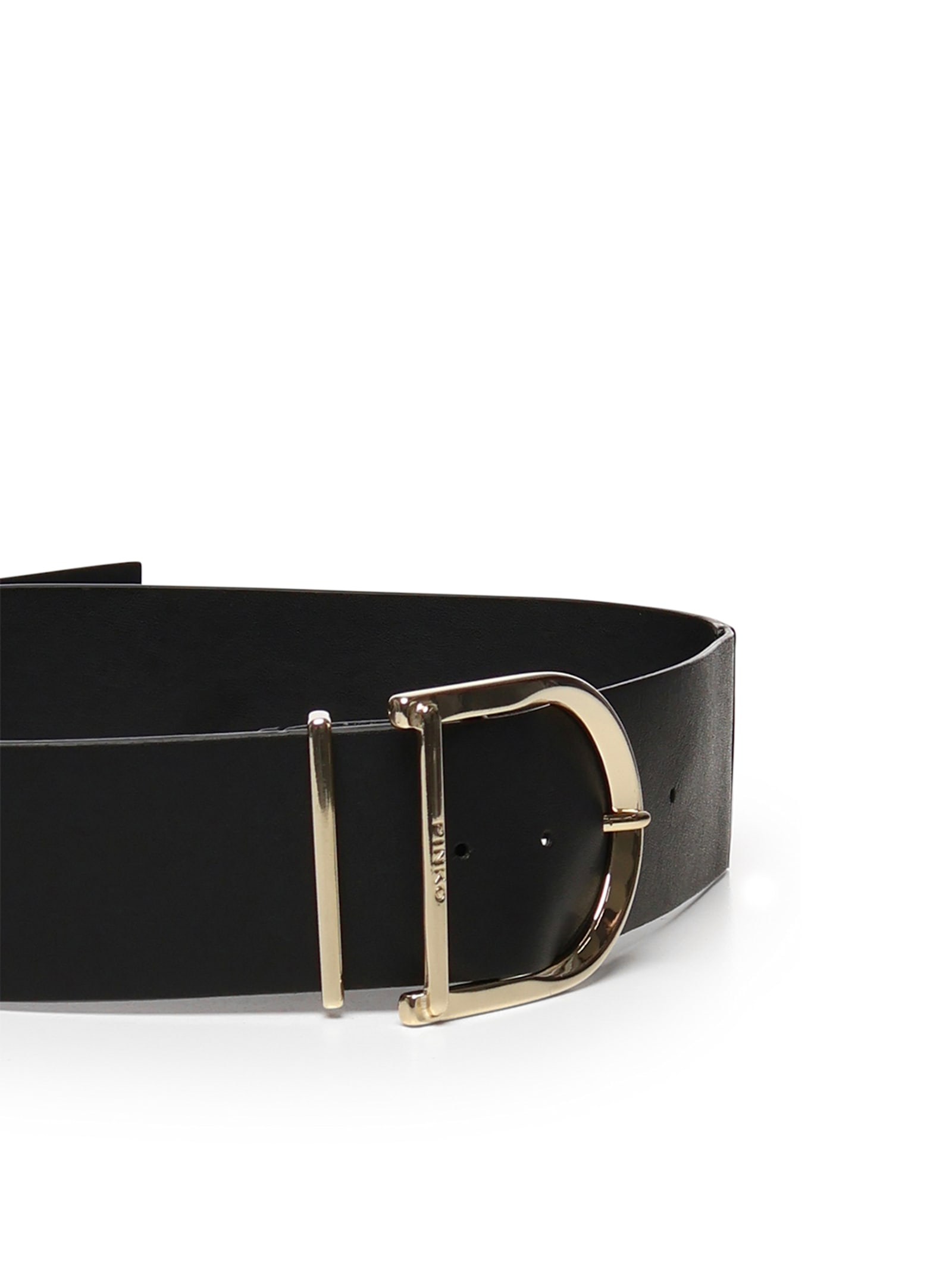 Pinko High Belt In Leather And Tassel 6cm In Nero-light Gold