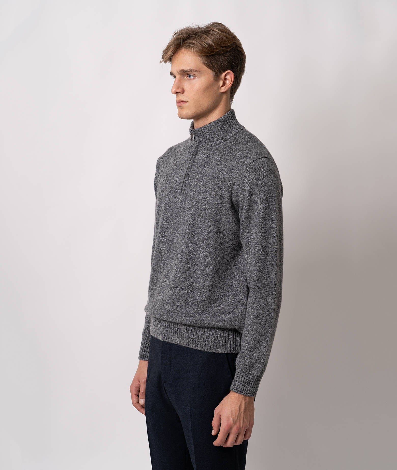 Larusmiani Half-zip Cashmere Sweater Anversa Sweater In Gray