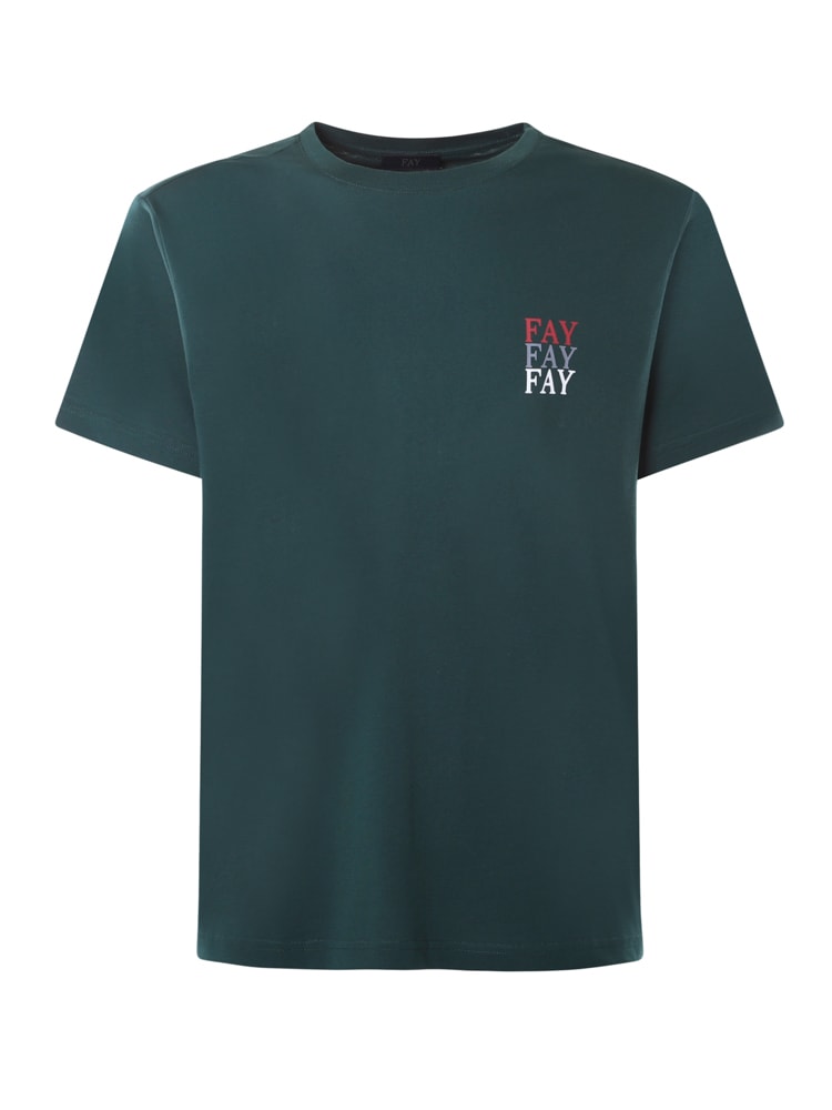 FAY COTTON JERSEY T-SHIRT WITH LOGO PRINT