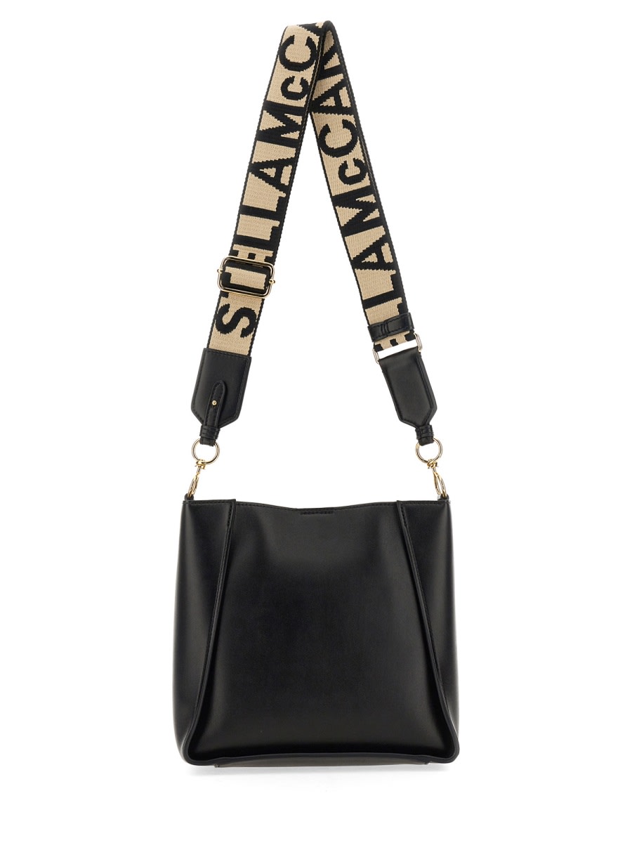 Shop Stella Mccartney Stella Logo Small Shoulder Bag In Black