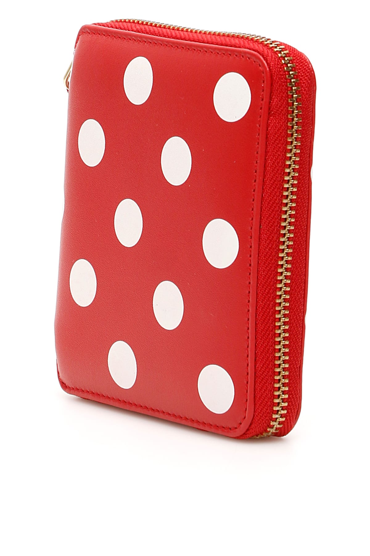 Comme Des Garçons Polka Dot Zip-around Wallet In Red