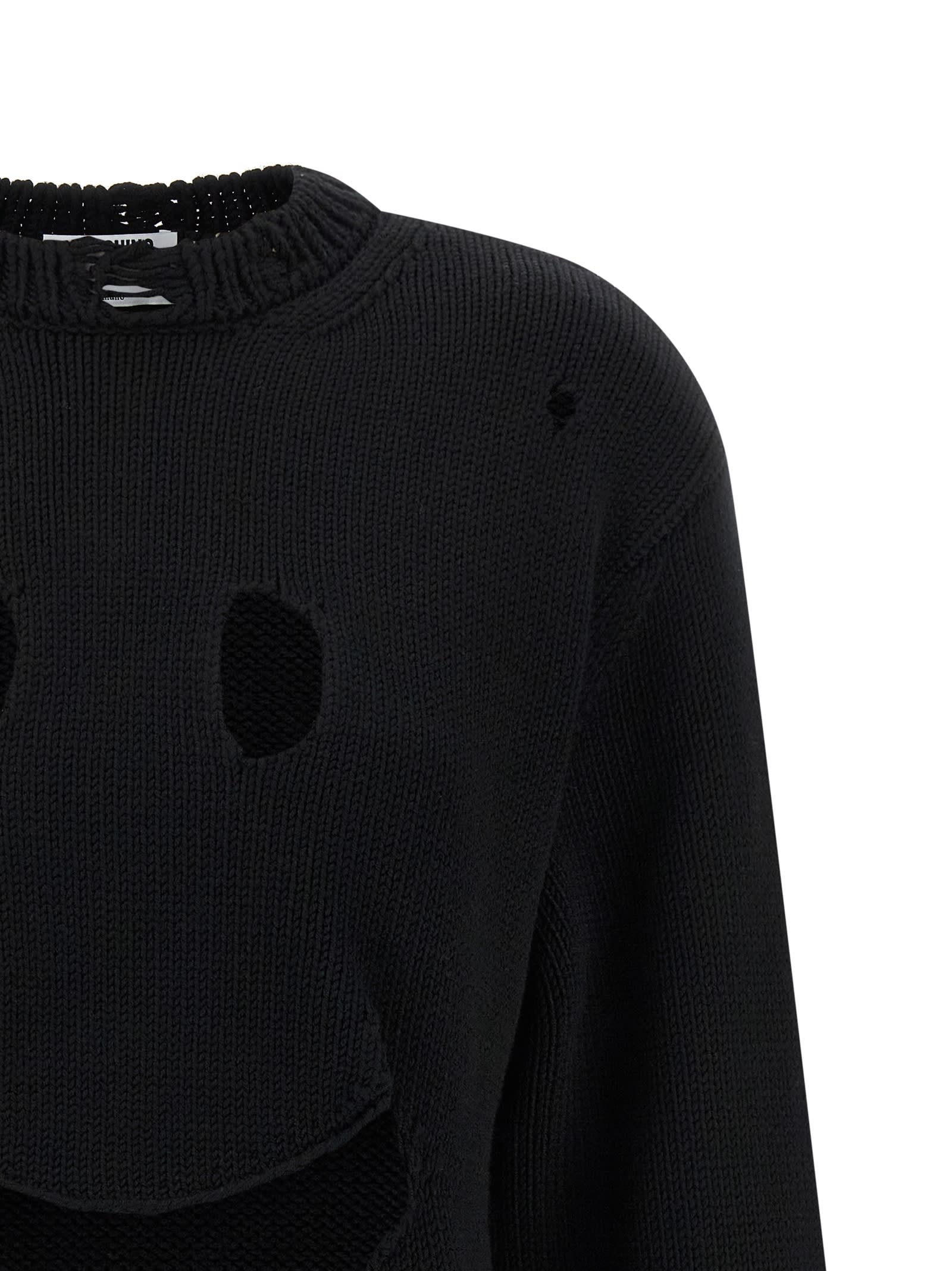 Moschino Oversized Pullover In Carved Wool In Black