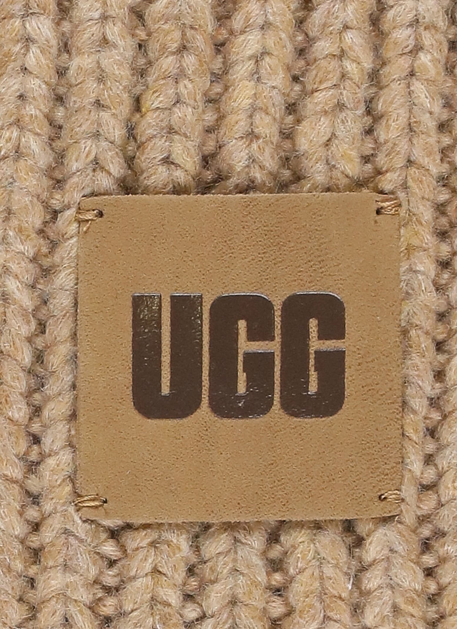 Shop Ugg Chunky Rib Beanie Hat In Beige