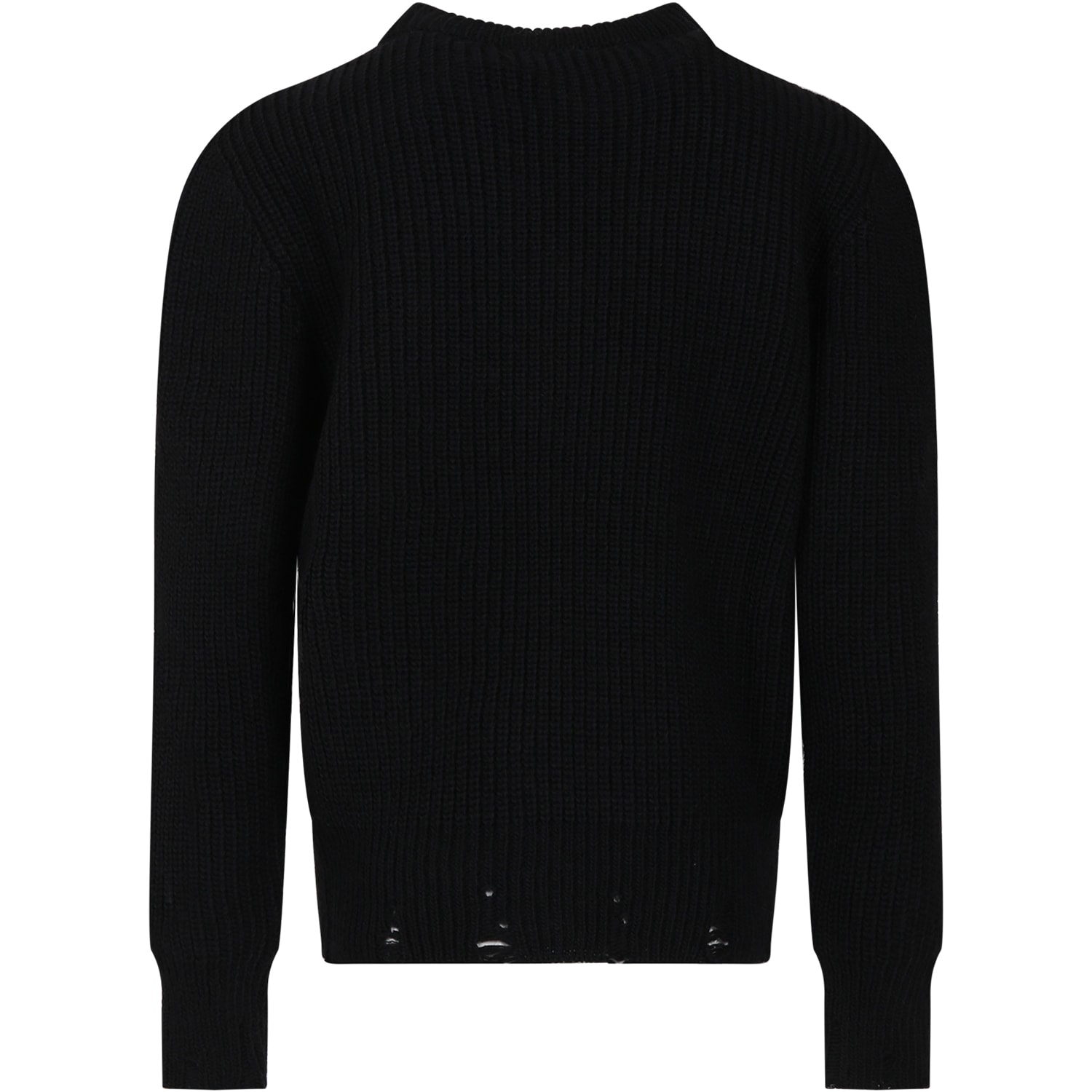 Msgm Black Sweater For Boy With Logo In Nero
