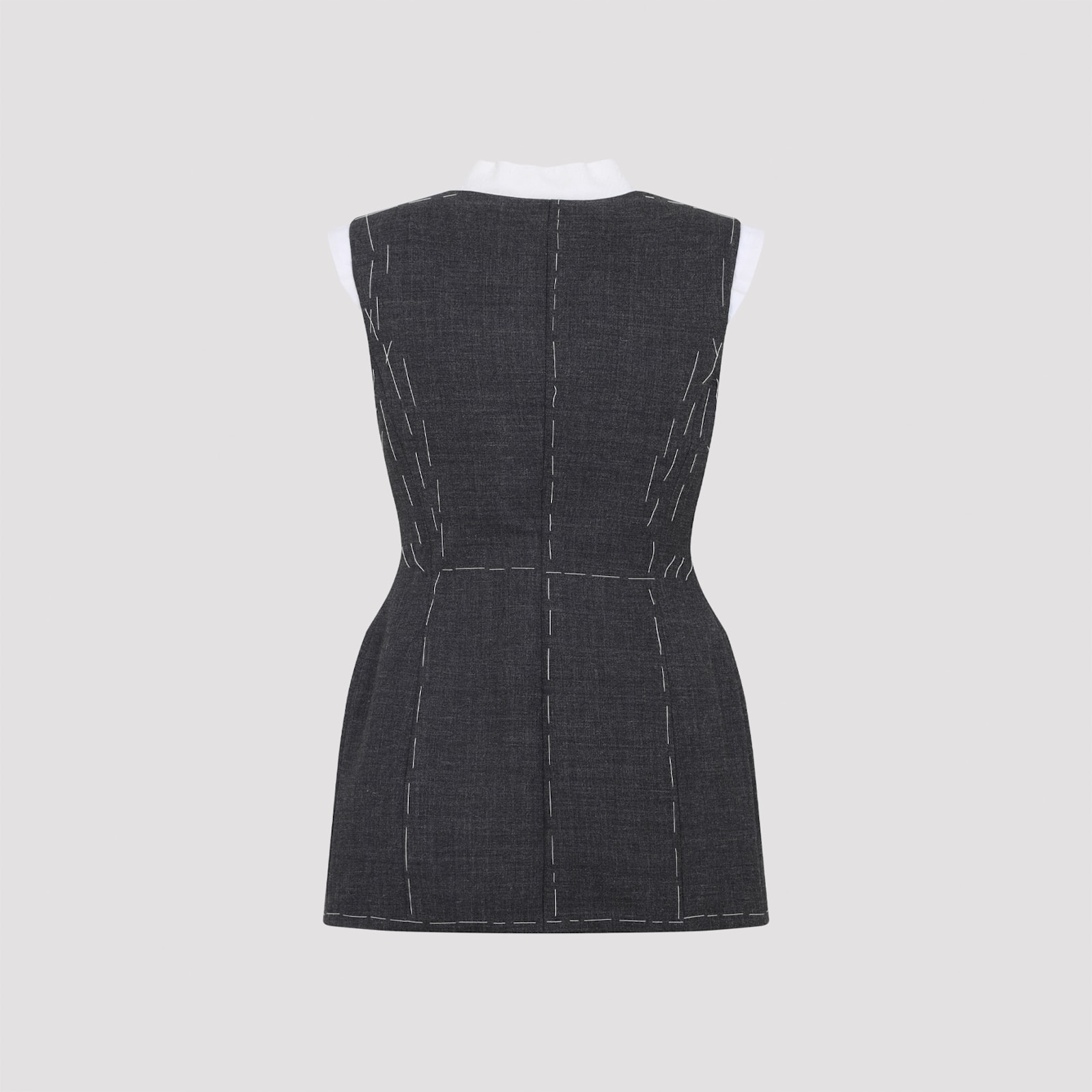 Moschino Sleeveless Wool Vest Tailored Stitching In Gray