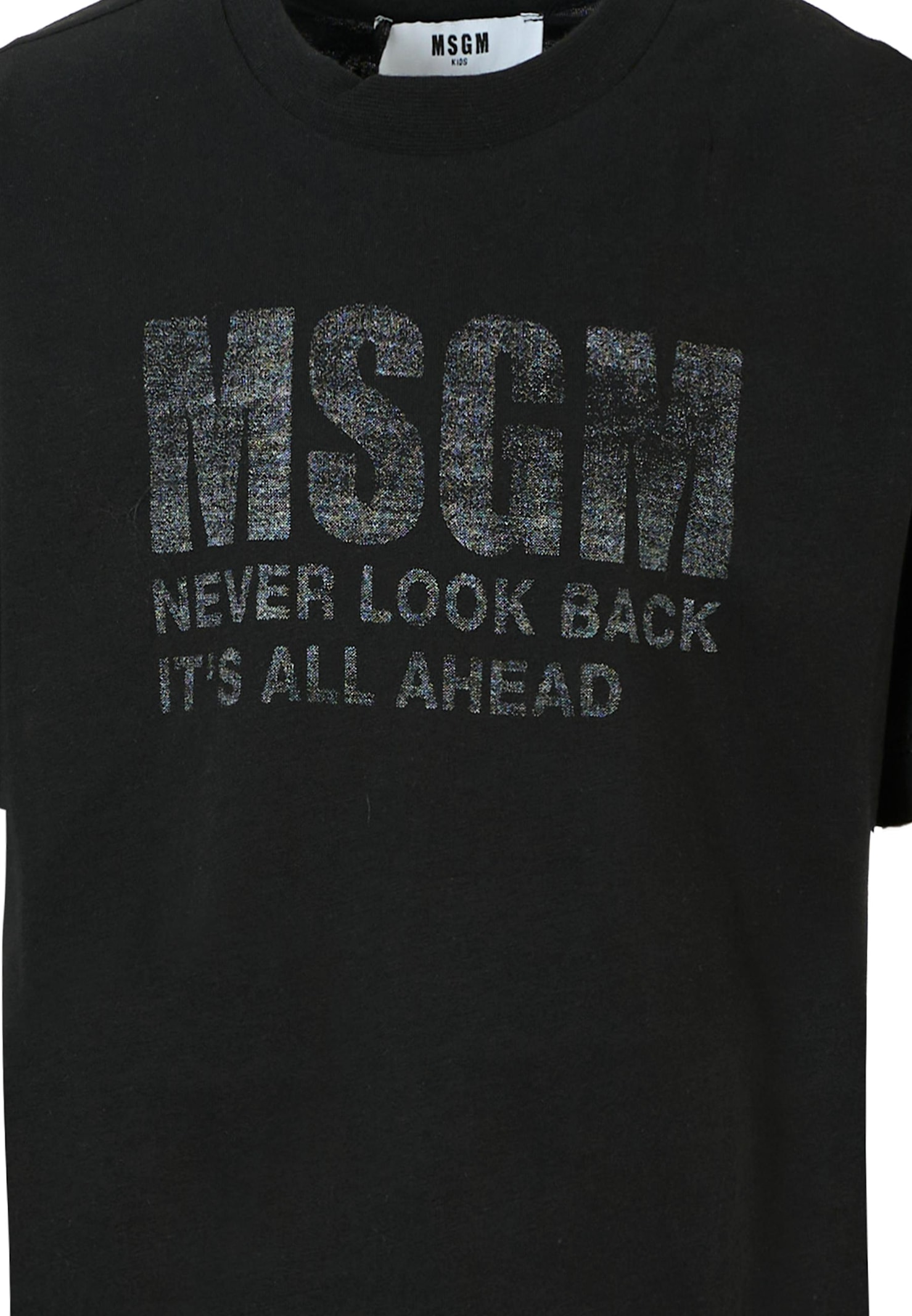 Msgm Black T-shirt For Kids With Logo In Black
