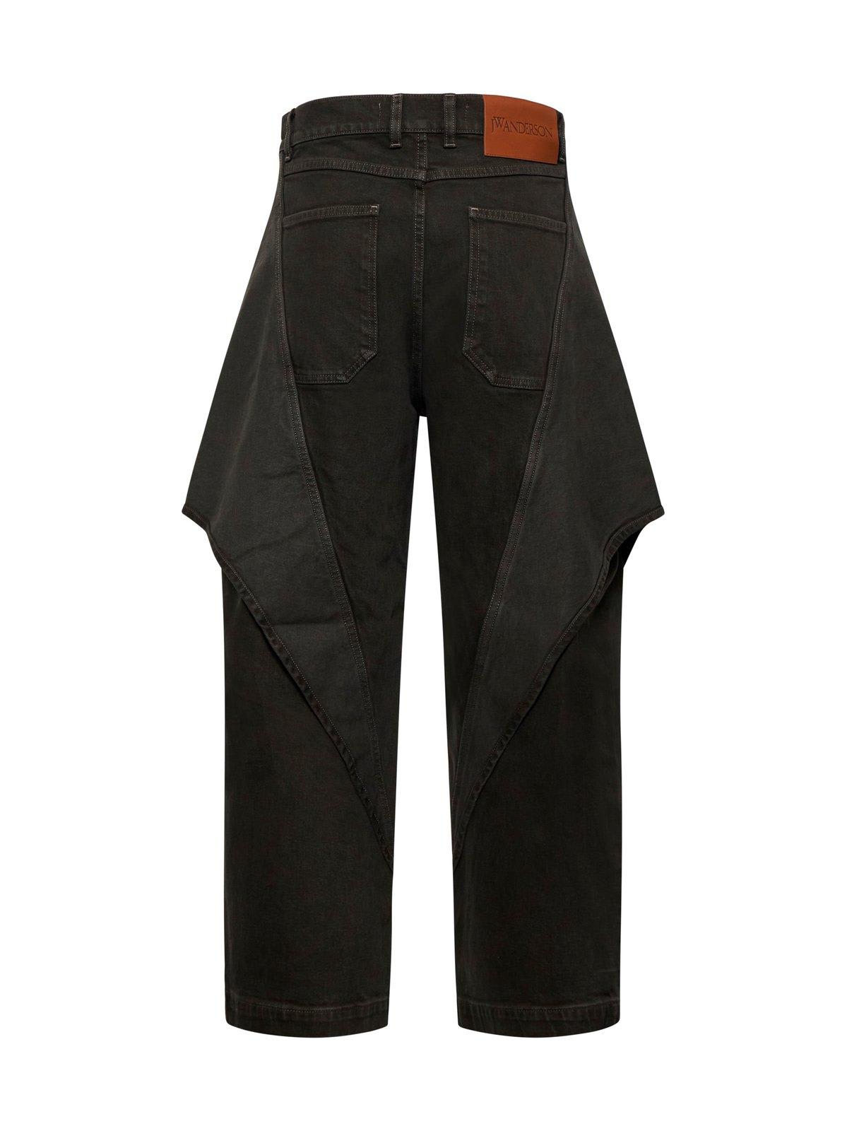 Shop Jw Anderson Cropped Sculptural Denim Jeans In Black