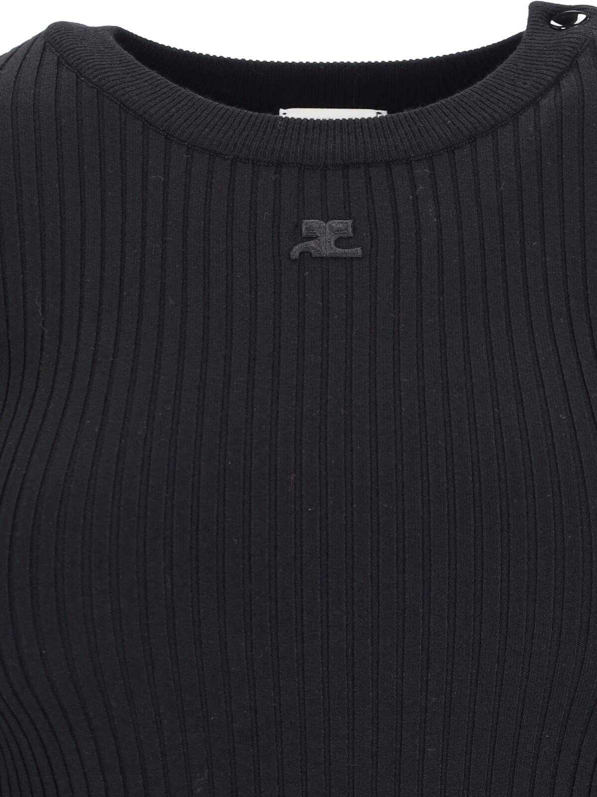 Shop Courrèges Ribbed Sweater In Nero