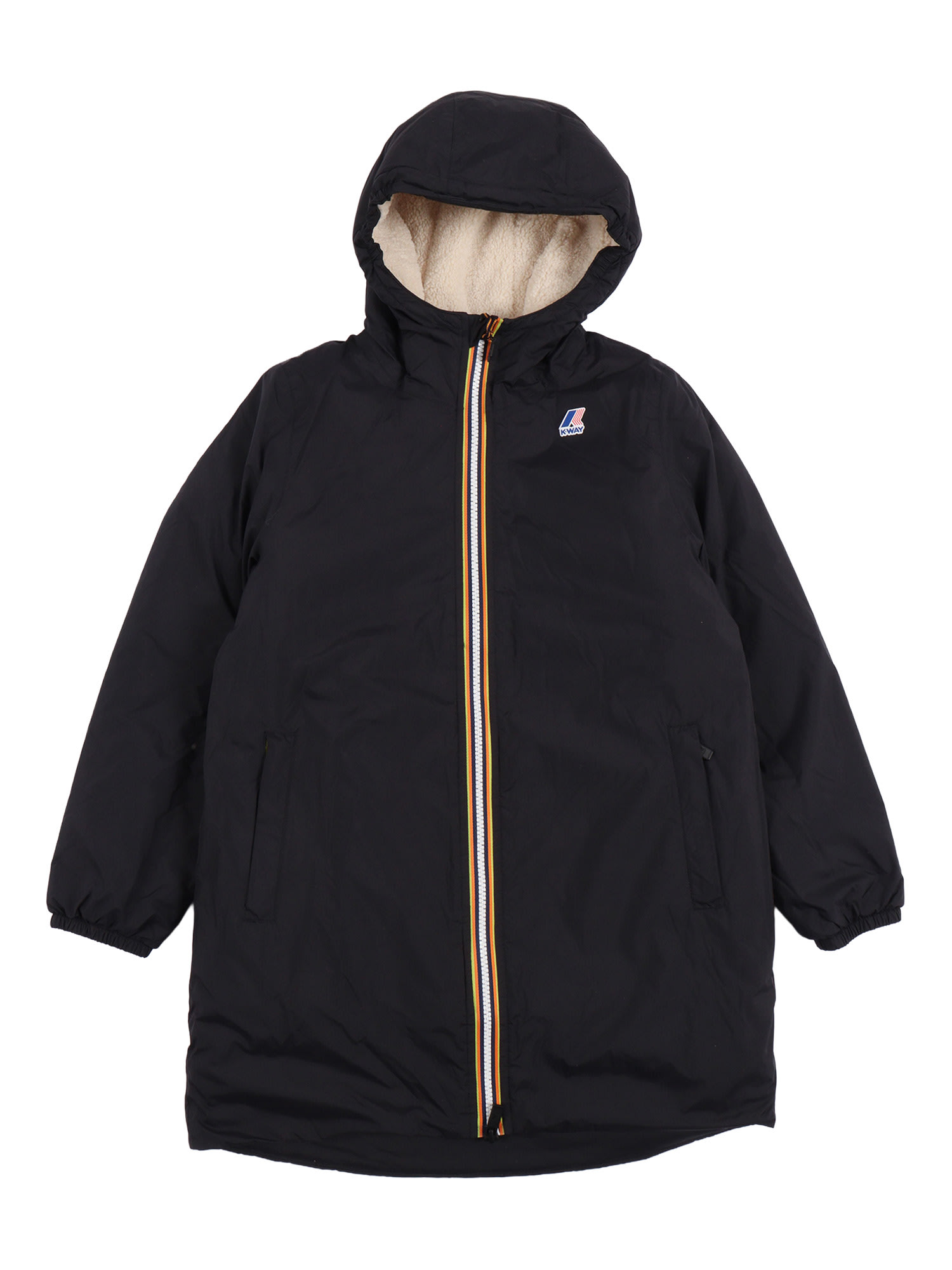 K-way P. Le Vrai 4.0 Eiffel Orsetto Down Jacket In Black