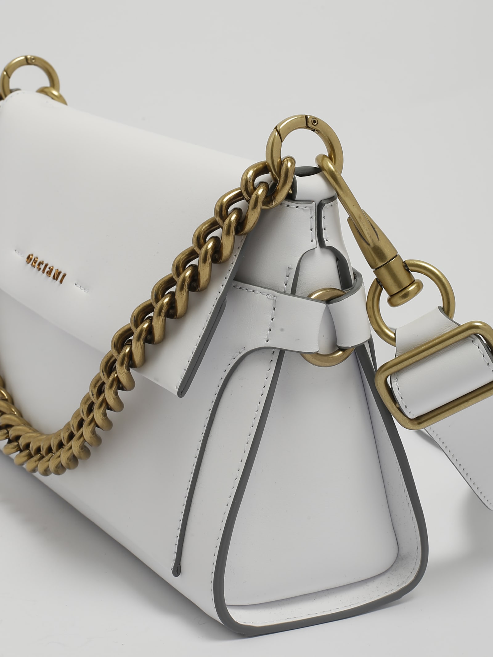 Shop Orciani Missy Longuette Couture Shoulder Bag In Bianco