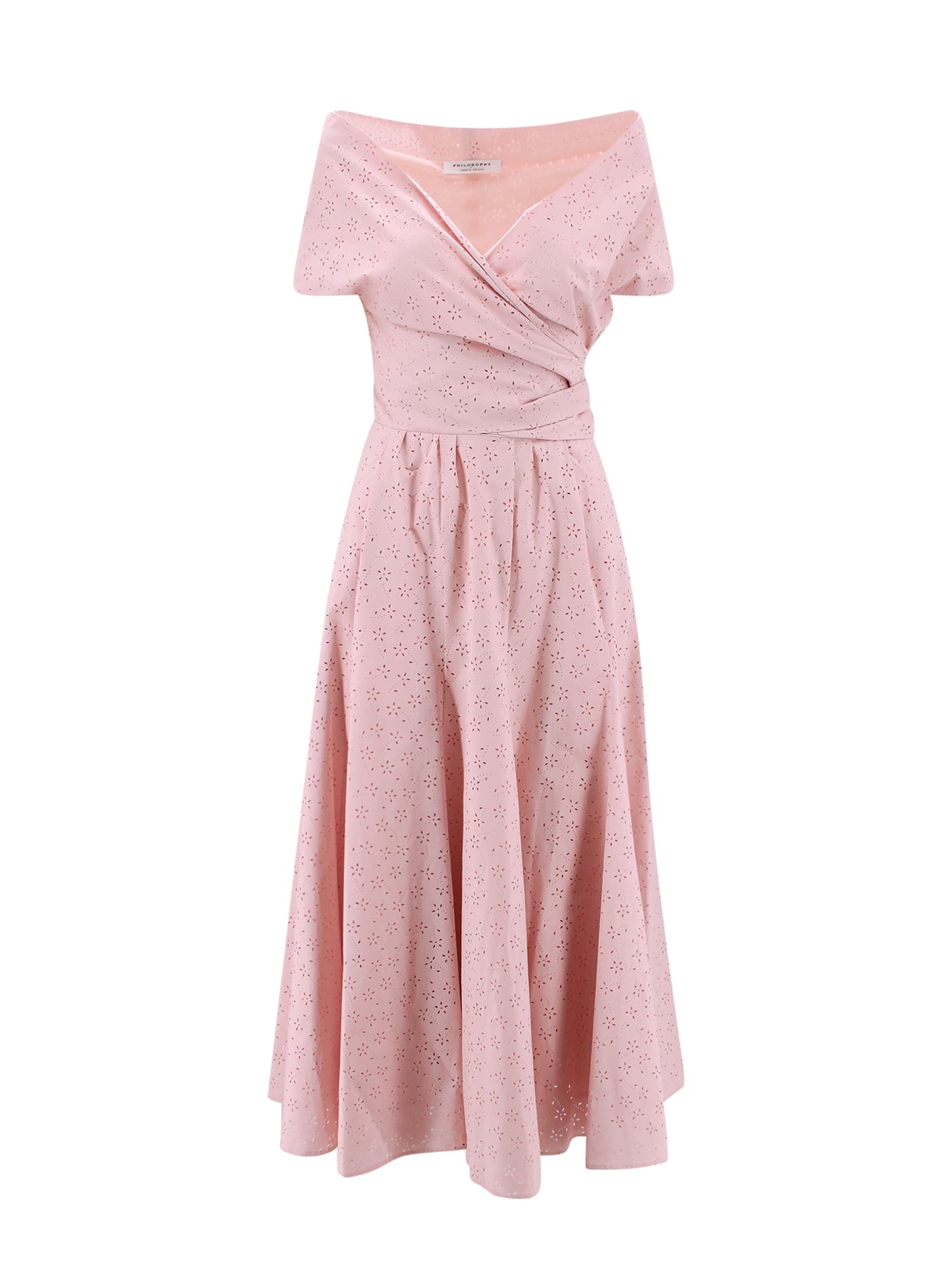 Philosophy Di Lorenzo Serafini Broderie-anglaise Long Dress In Pink