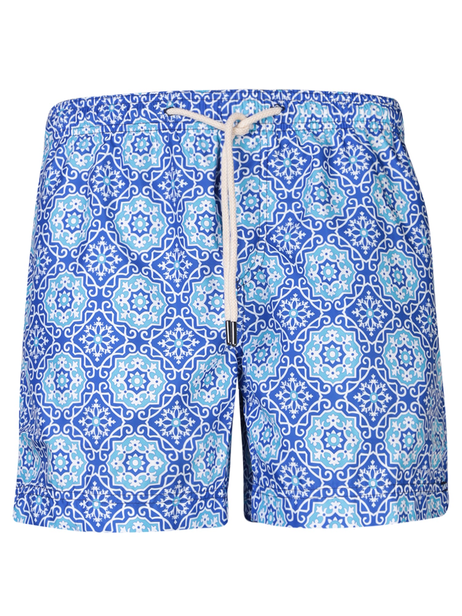Patterned Blue Boxer Swim Shorts