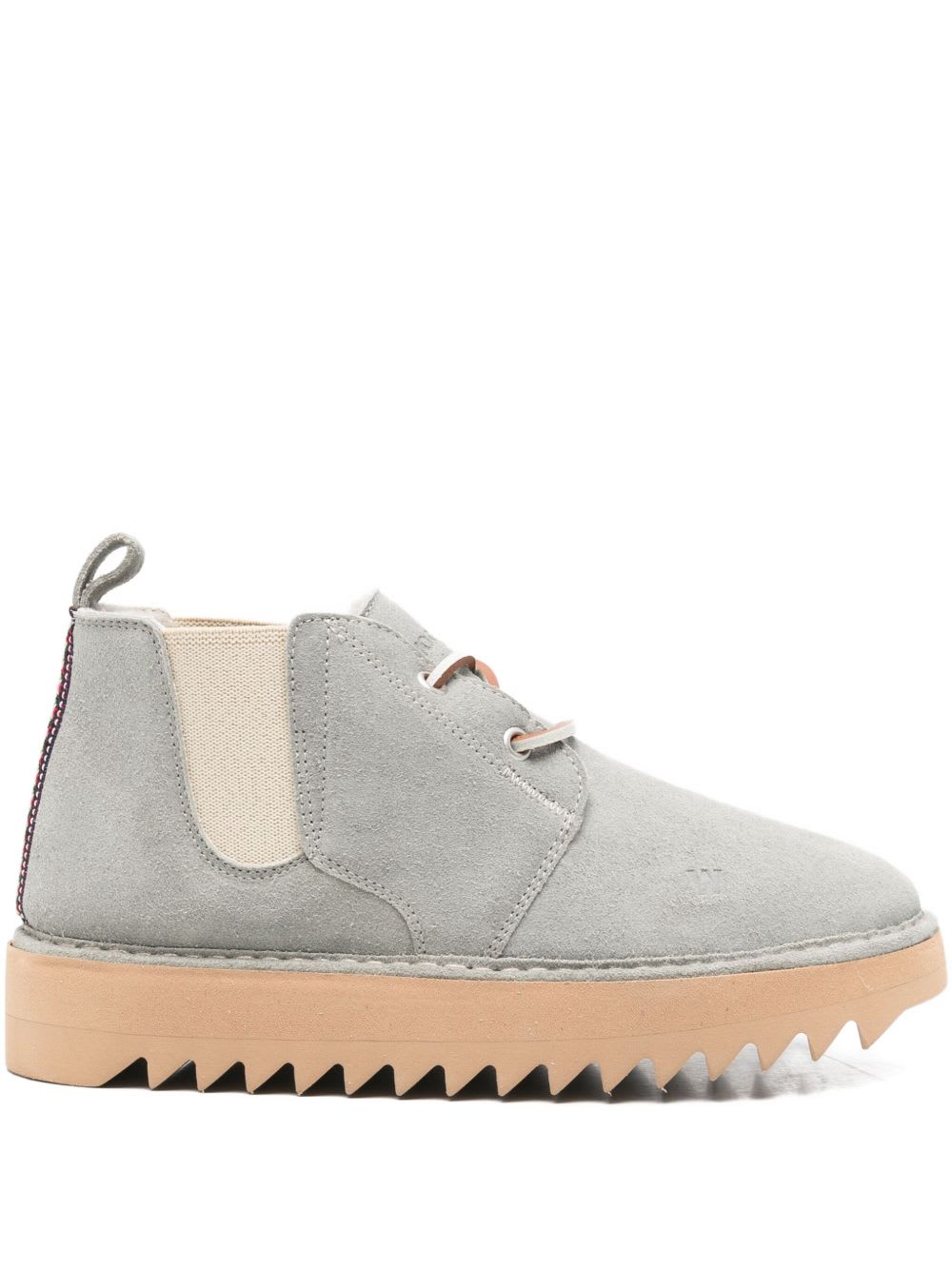 Woolrich Suede Leather Ankle Boots With Pull Tab In Gray