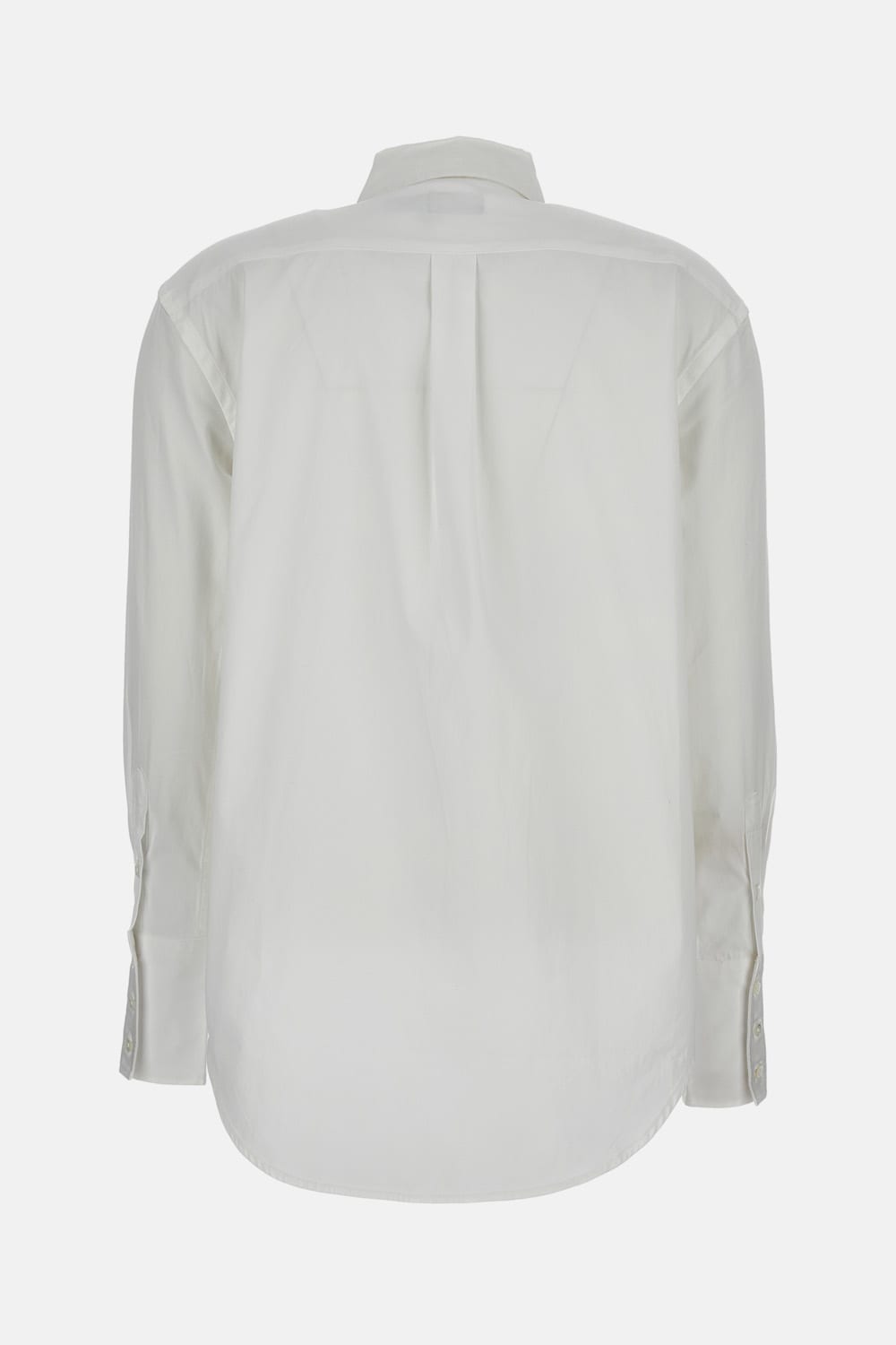 Polo Ralph Lauren Long-sleeved Curved Hem Shirt In White