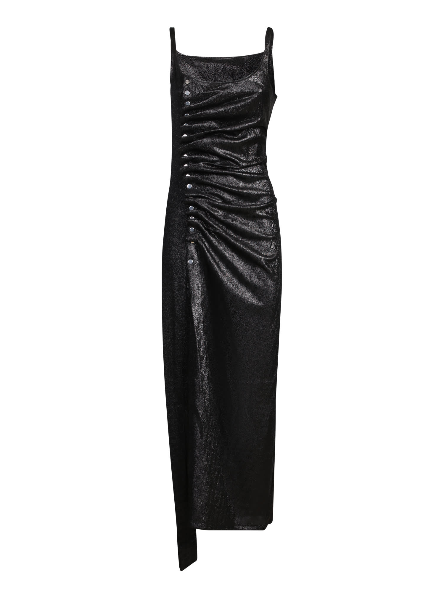 Shop Rabanne Long Draped Dress In Black