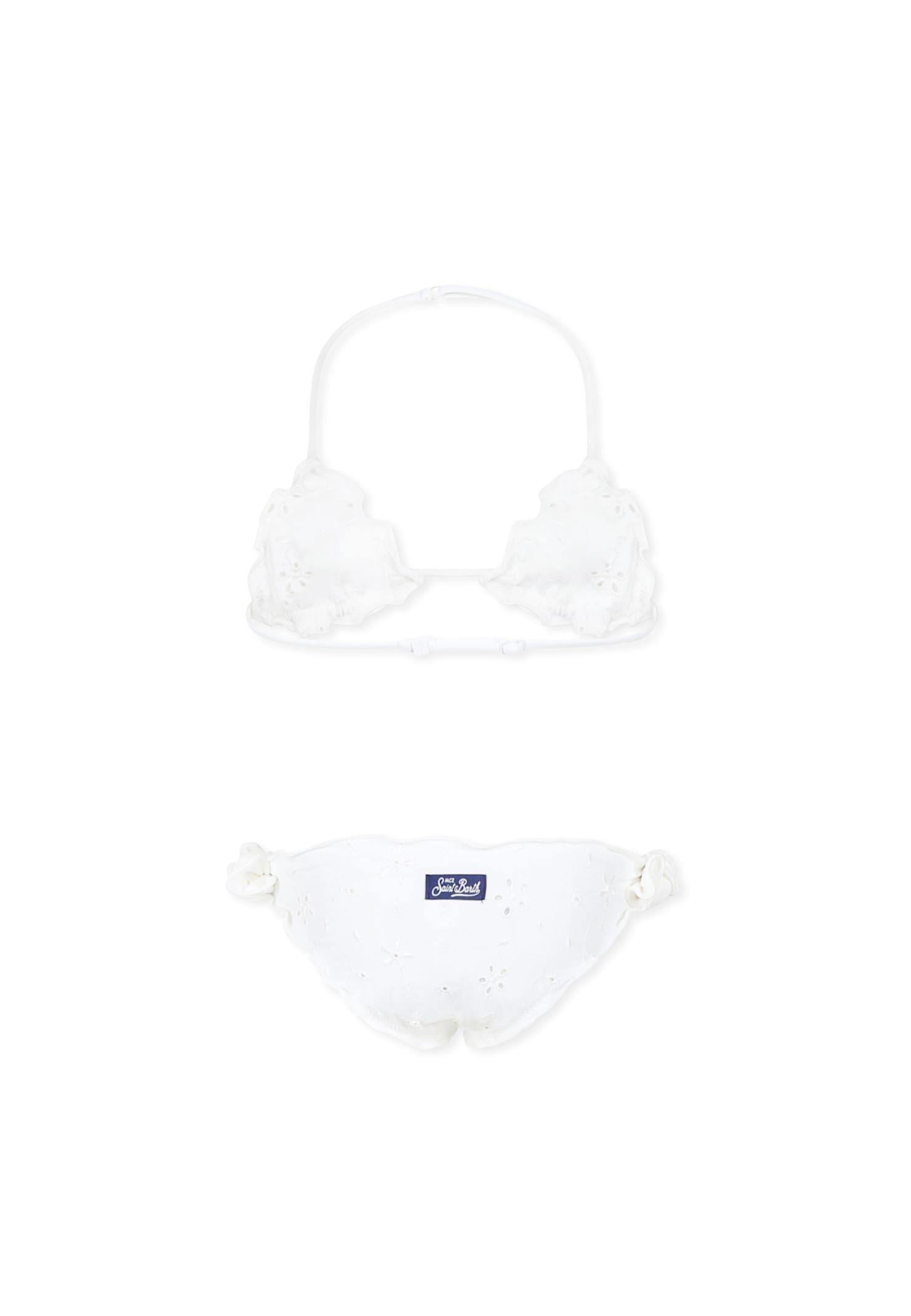 Mc2 Saint Barth White Bikini For Girl With Flowers In White
