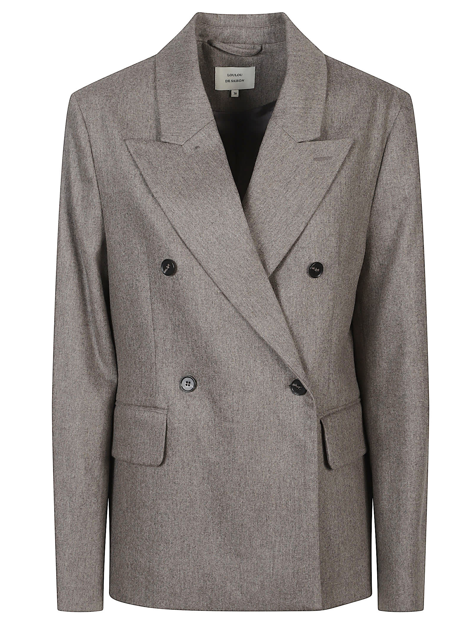 Loulou Studio Loulou Loulou De Saison Gina Wool-blend Double-breasted Flannel Jacket In Gray