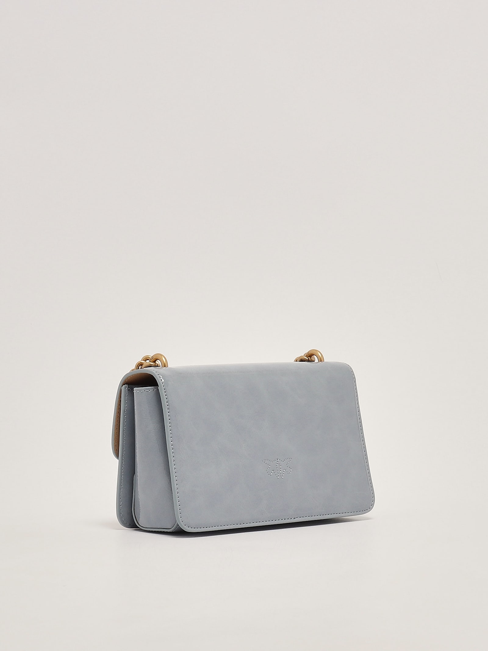 Shop Pinko Love One Mini Light Clutch In Celeste Chiaro