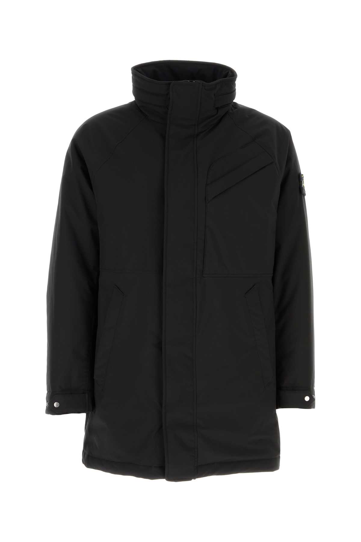 Stone Island Black Stretch Polyester Padded Jacket In Black