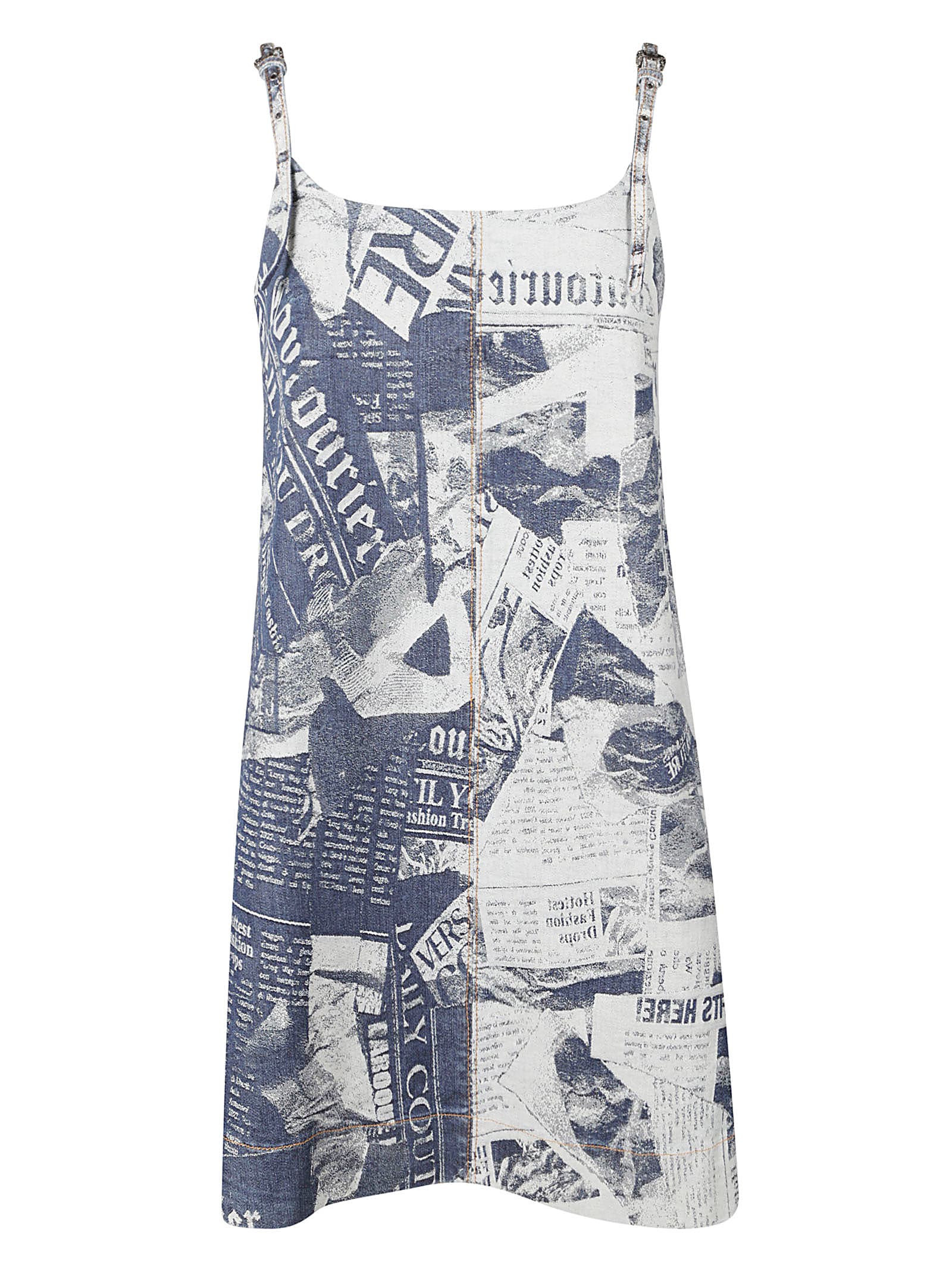 Shop Versace Jeans Couture Mini Buckled Printed Dress In Indaco
