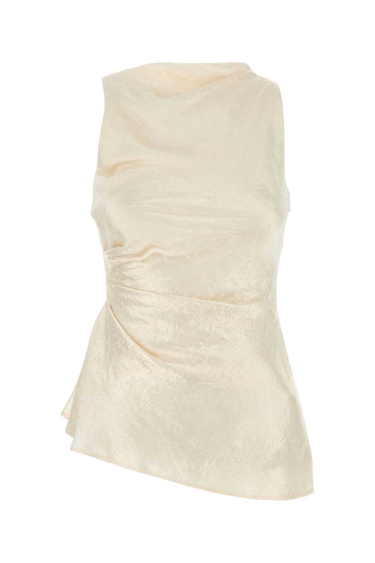 Alexander Mcqueen Cream Satin Top In White