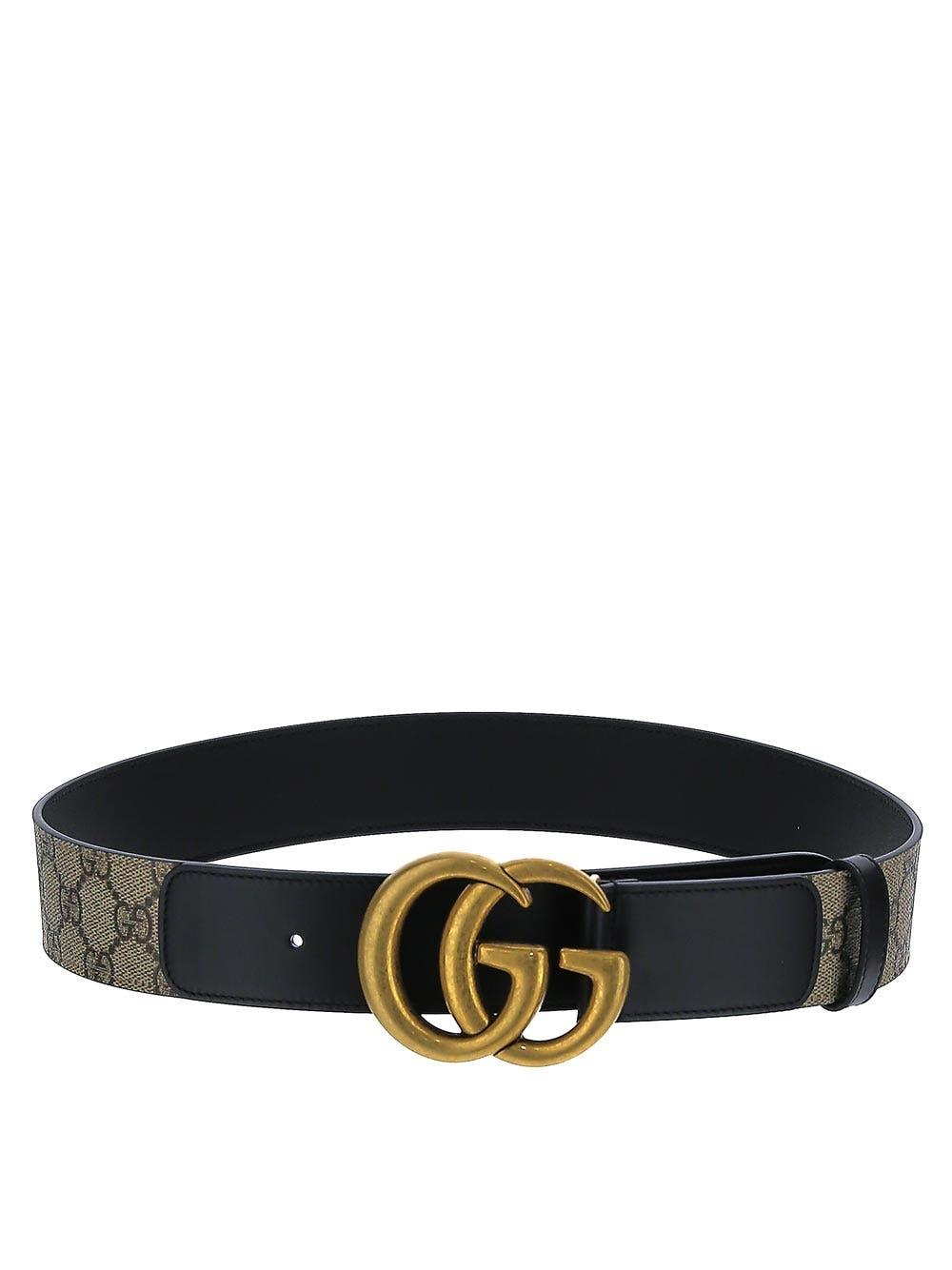 Shop Gucci Gg Supreme Buckle Belt In Beige