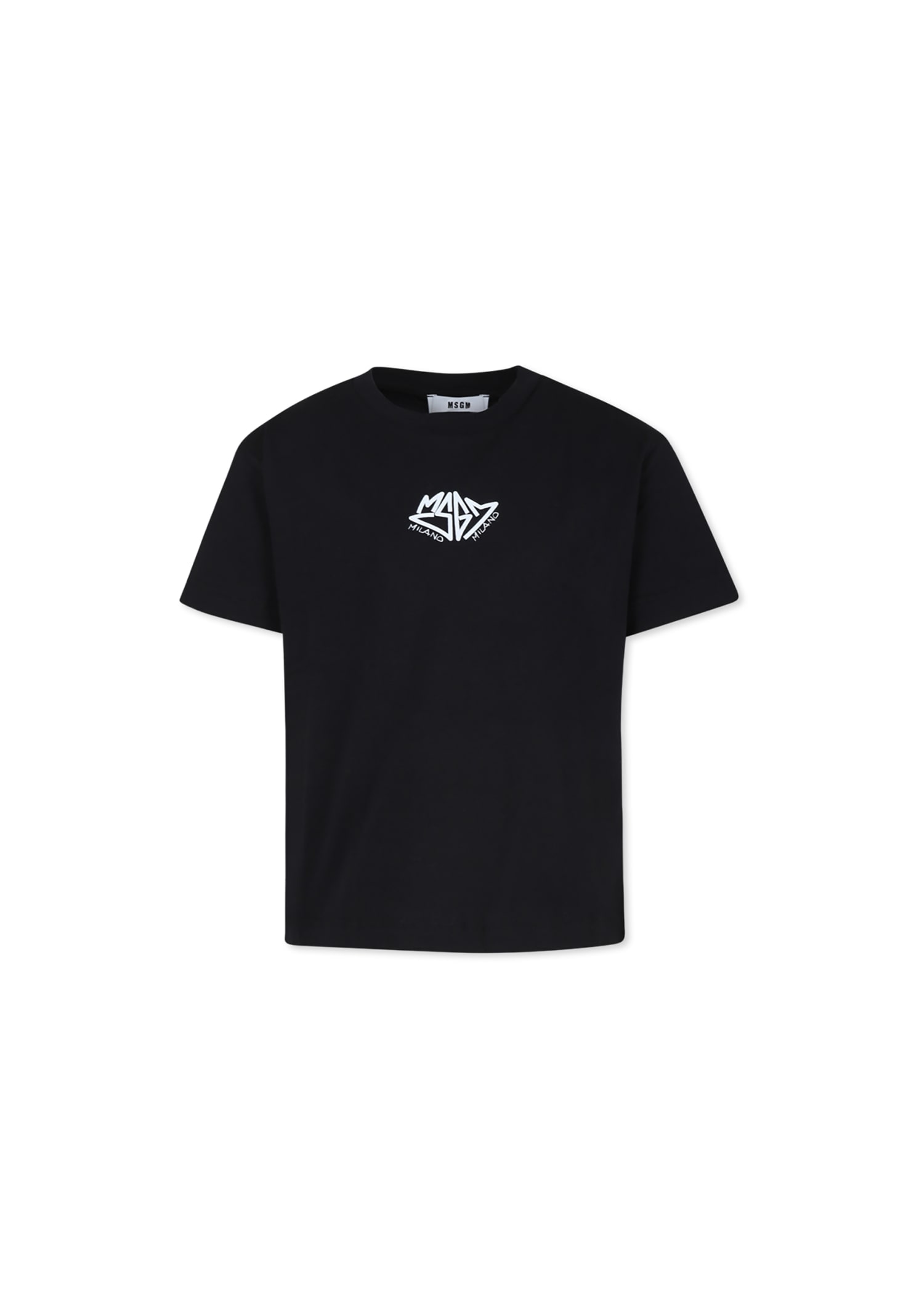 Shop Msgm Black T-shirt For Boy With Logo