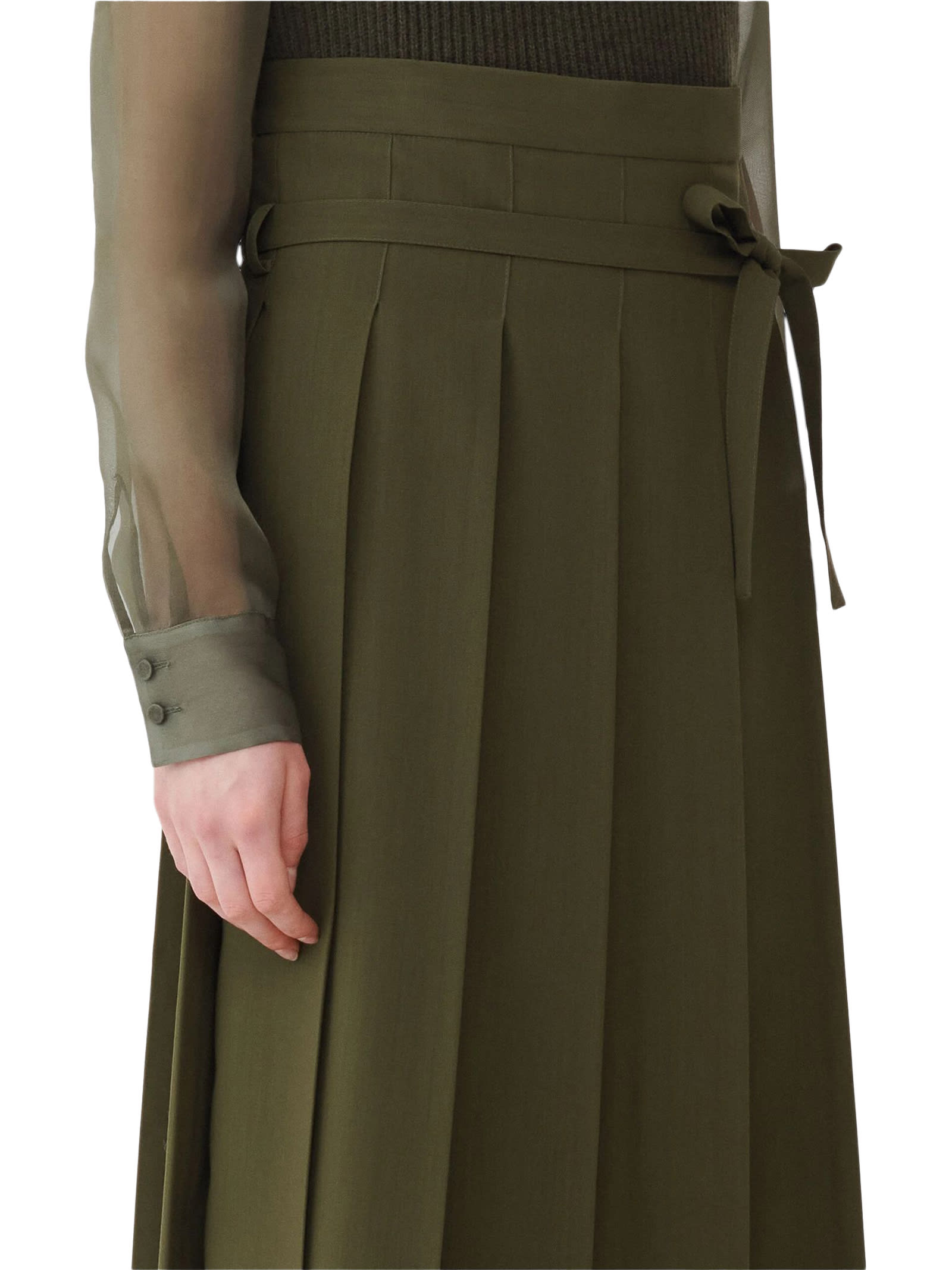 Shop Fabiana Filippi Wool Midi Skirt In Green