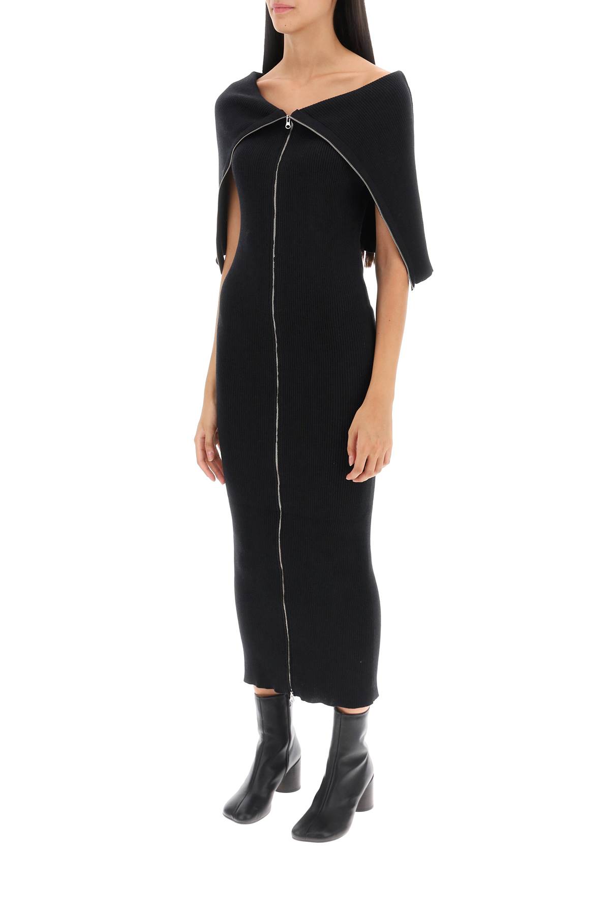 Shop Mm6 Maison Margiela Zippered Rib Knit Midi Dress In Black (black)