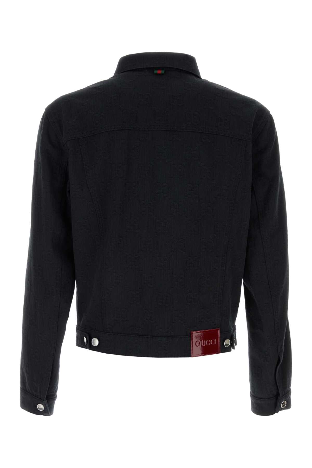 Shop Gucci Black Denim Jacket In Blackmix