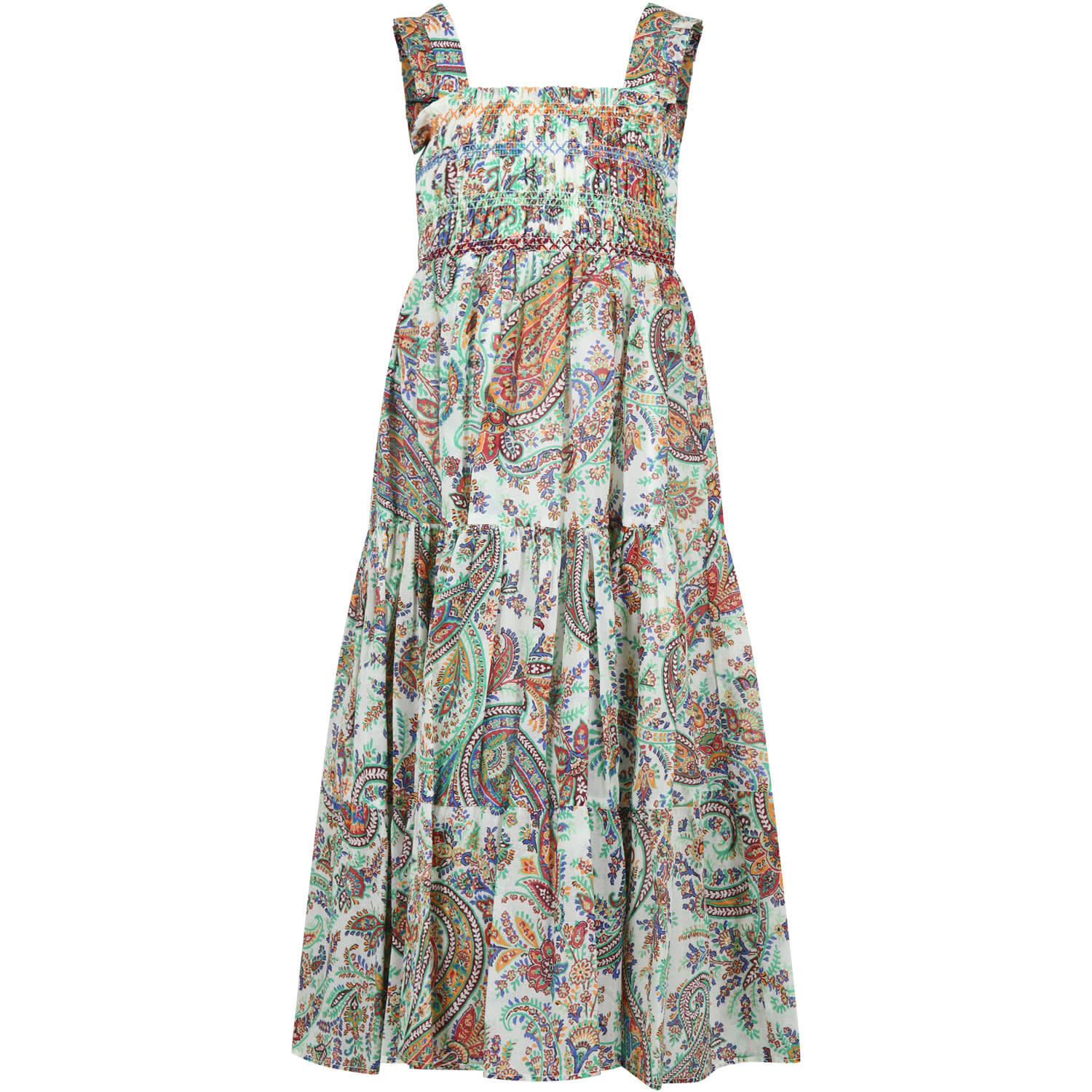 Shop Etro Ivory Dress For Girl With Paisley Pattern In Mc