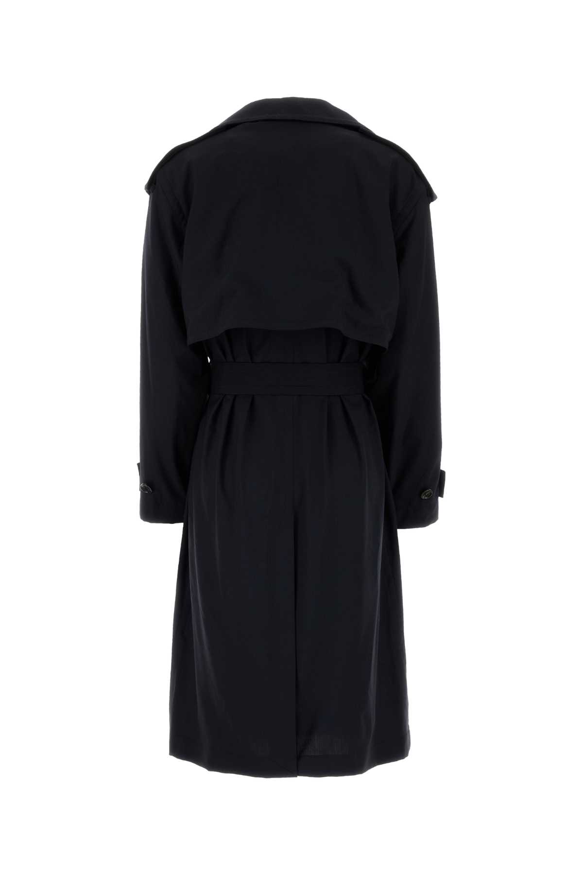 BOTTEGA VENETA BLACK WOOL TRENCH COAT