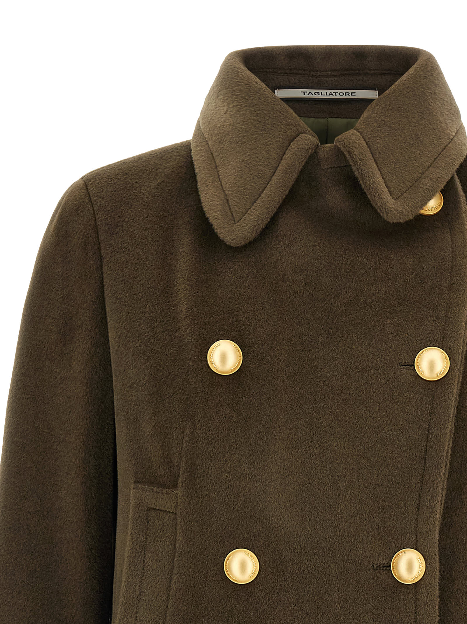 Tagliatore Classic Double-breasted Coat Flap Pockets In Brown