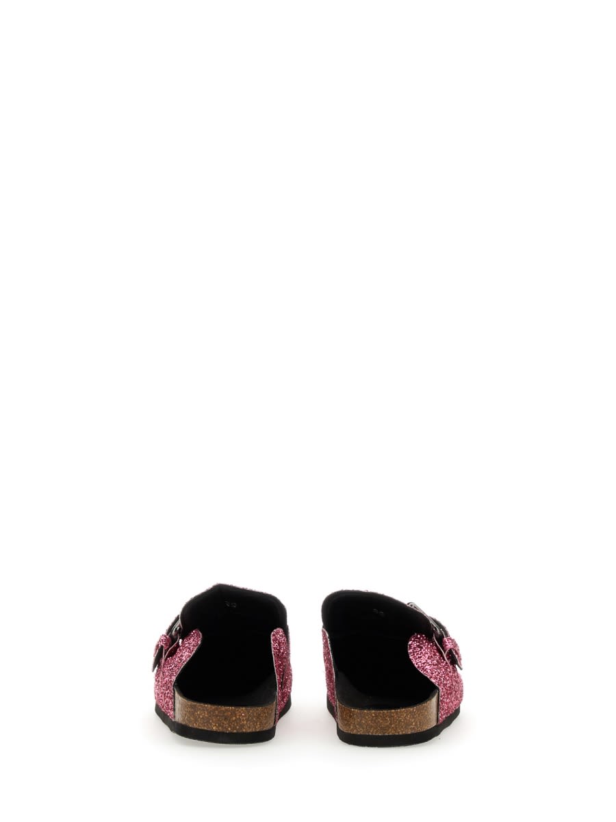Philosophy Di Lorenzo Serafini Glitter Sandals Buckle Flat Sole In Pink