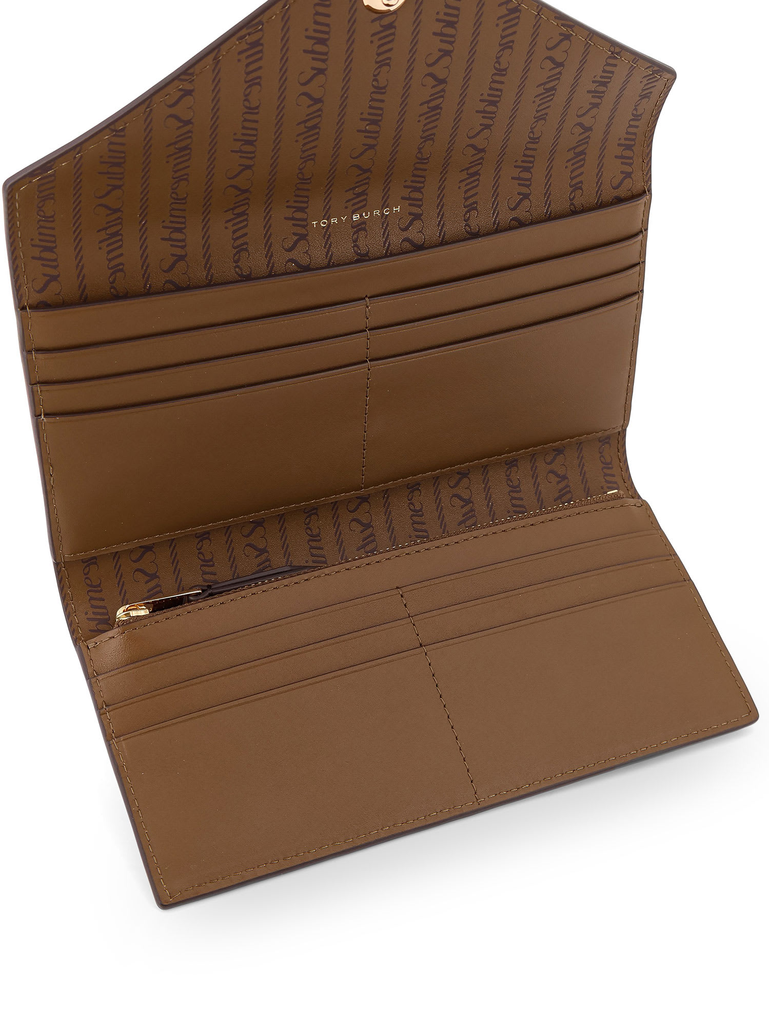 Tory Burch T-monogram Coated Canvas Wallet In Brown
