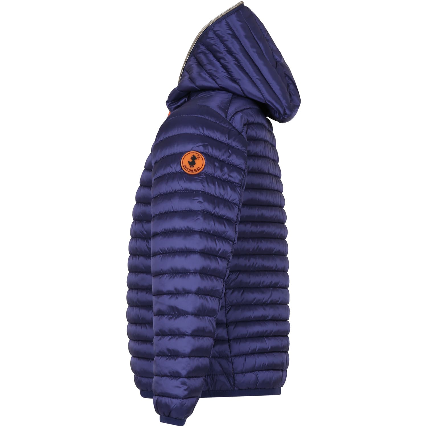 Save The Duck Blue Down Jacket For Girl With Logo In Blue