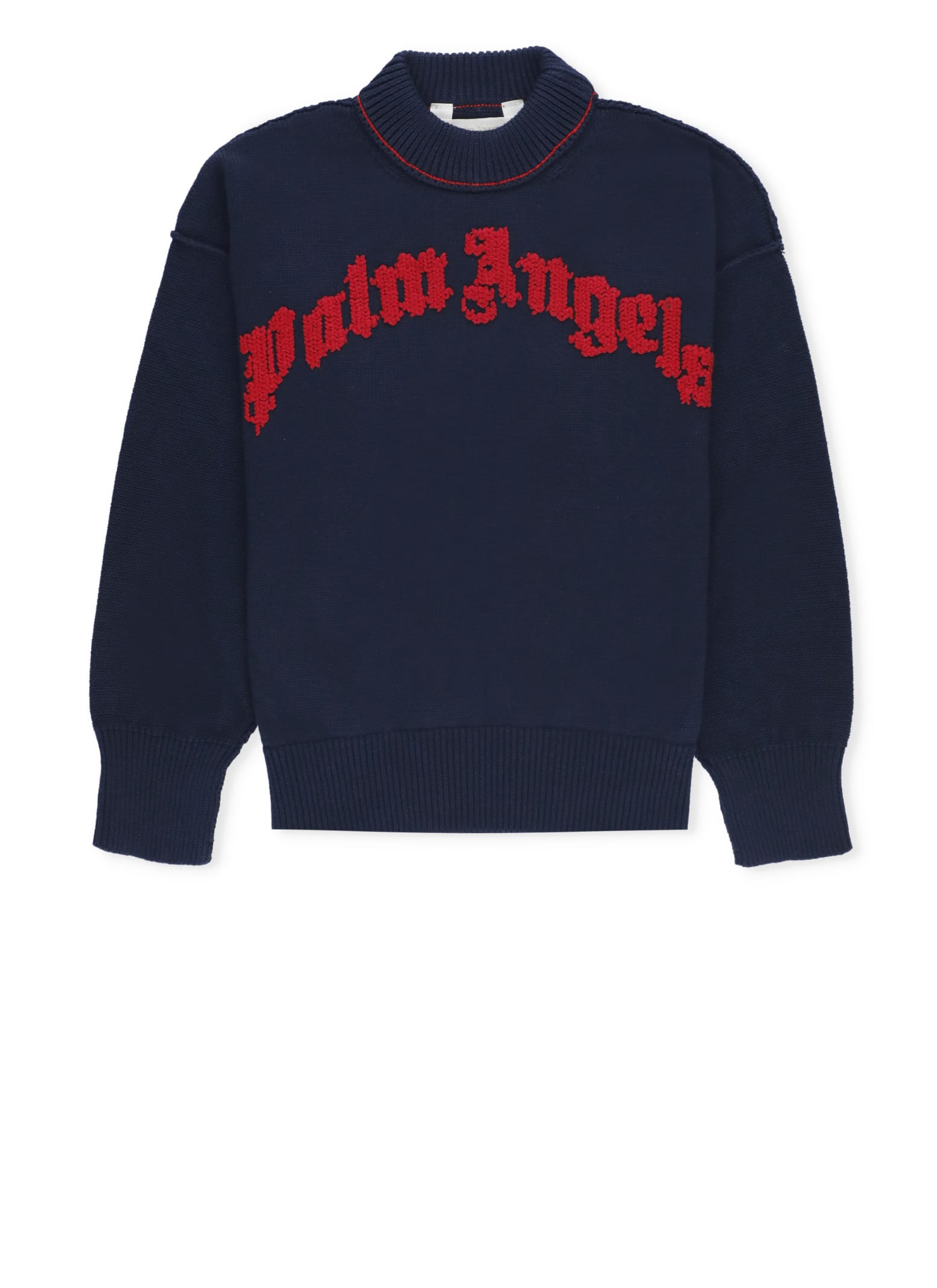 Shop Palm Angels Jumper With Logo In Blue