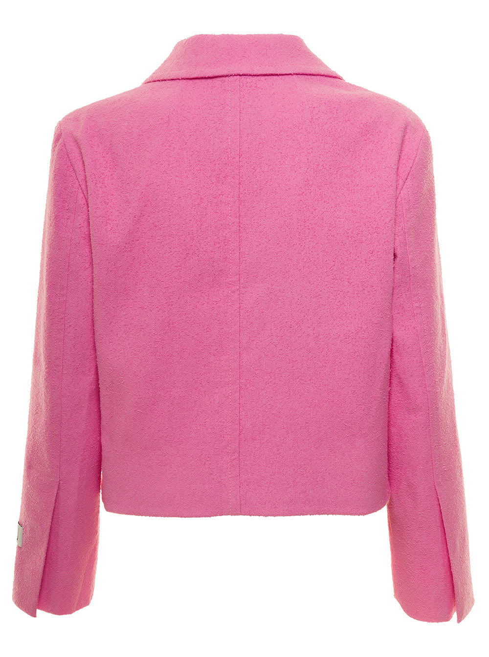 Shop Patou Pink Jacket With Branded Buttons In Cotton Blend Tweed Woman