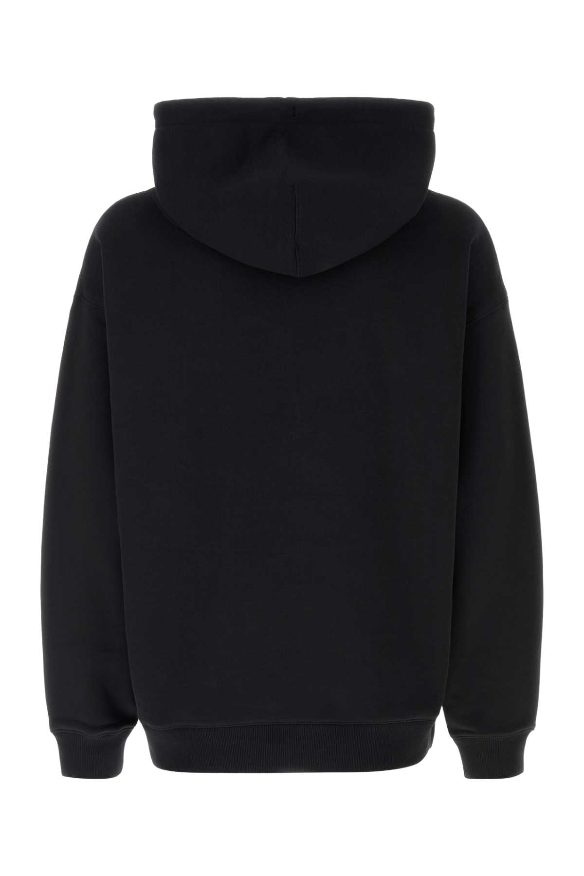 Y-3 Graphic-print Black Cotton Hoodie With Drawstring Hood In Black