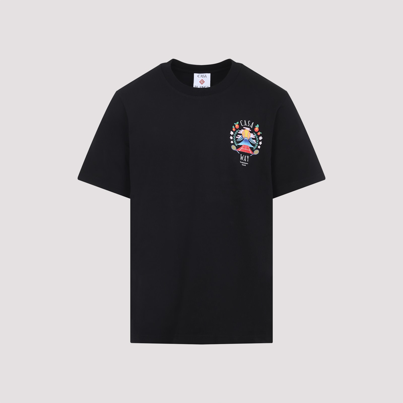 Casablanca Black Crewneck T-shirt With Logo Detail On The Front And Maxi Logo Print On The Rear In Black