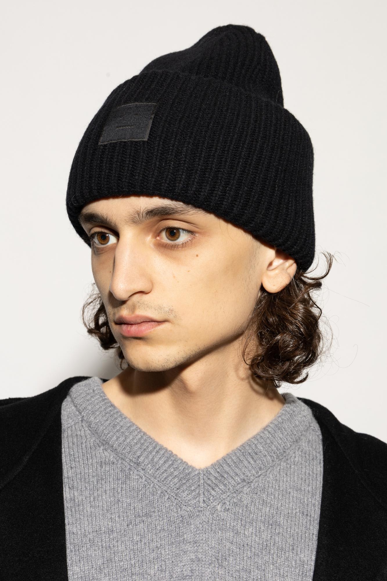 Acne Studios Wool Beanie With Logo In Brown