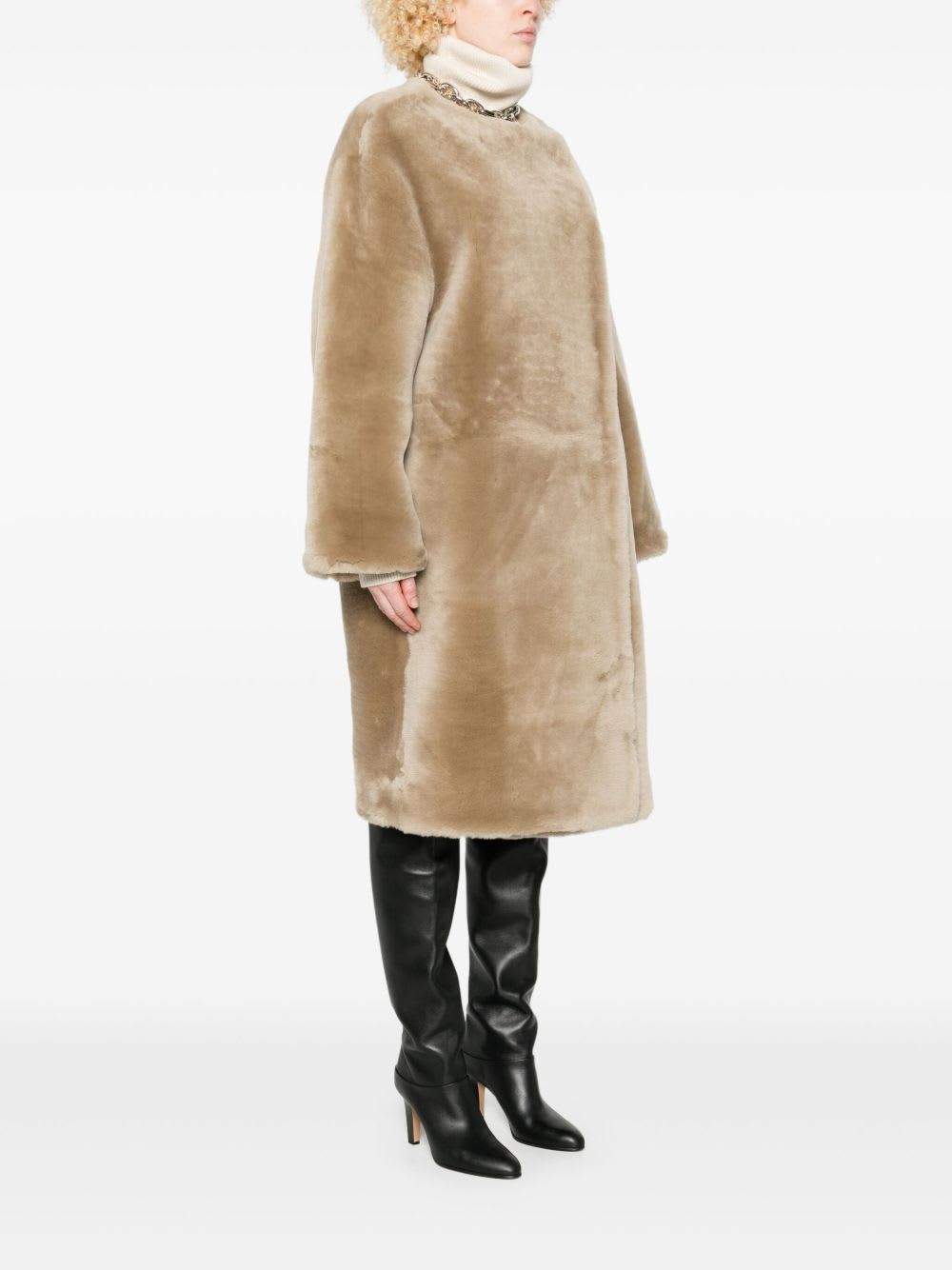 Totême Toteme Main Shearling Coat In Neutral