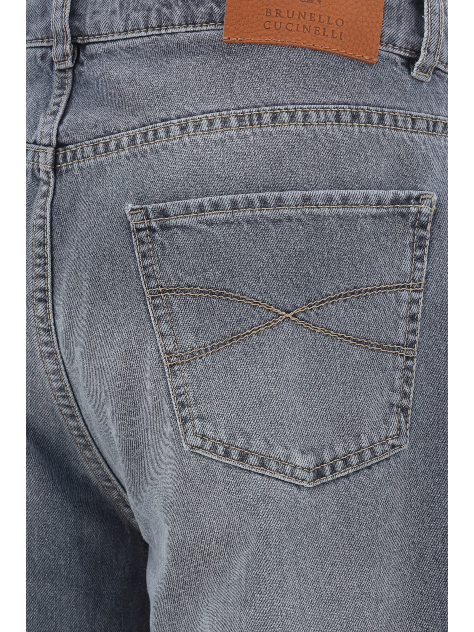 Shop Brunello Cucinelli Denim Pants In Denim Grigio Medio