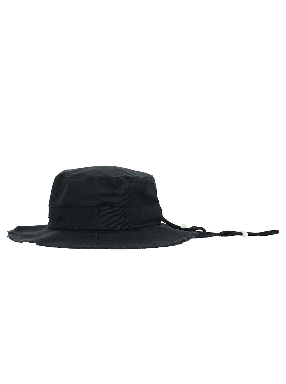 Shop Jacquemus Le Bob Artichaut Black Hat With Metal Logo In Canvas Man