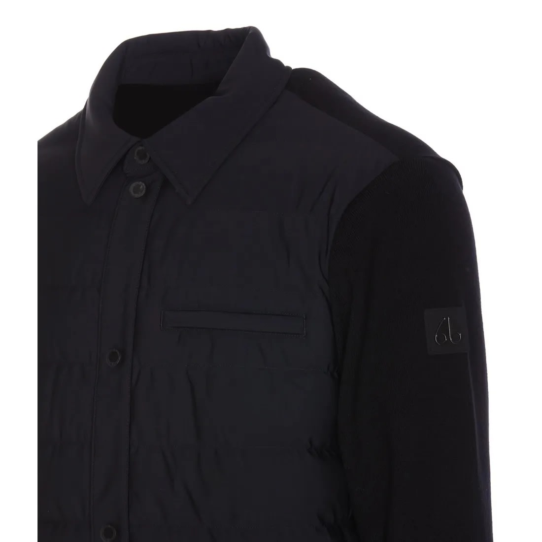 Moose Knuckles 'marble' Black Jacket With Logo Patch On The Sleeve In Viscose Blend Woman In Black