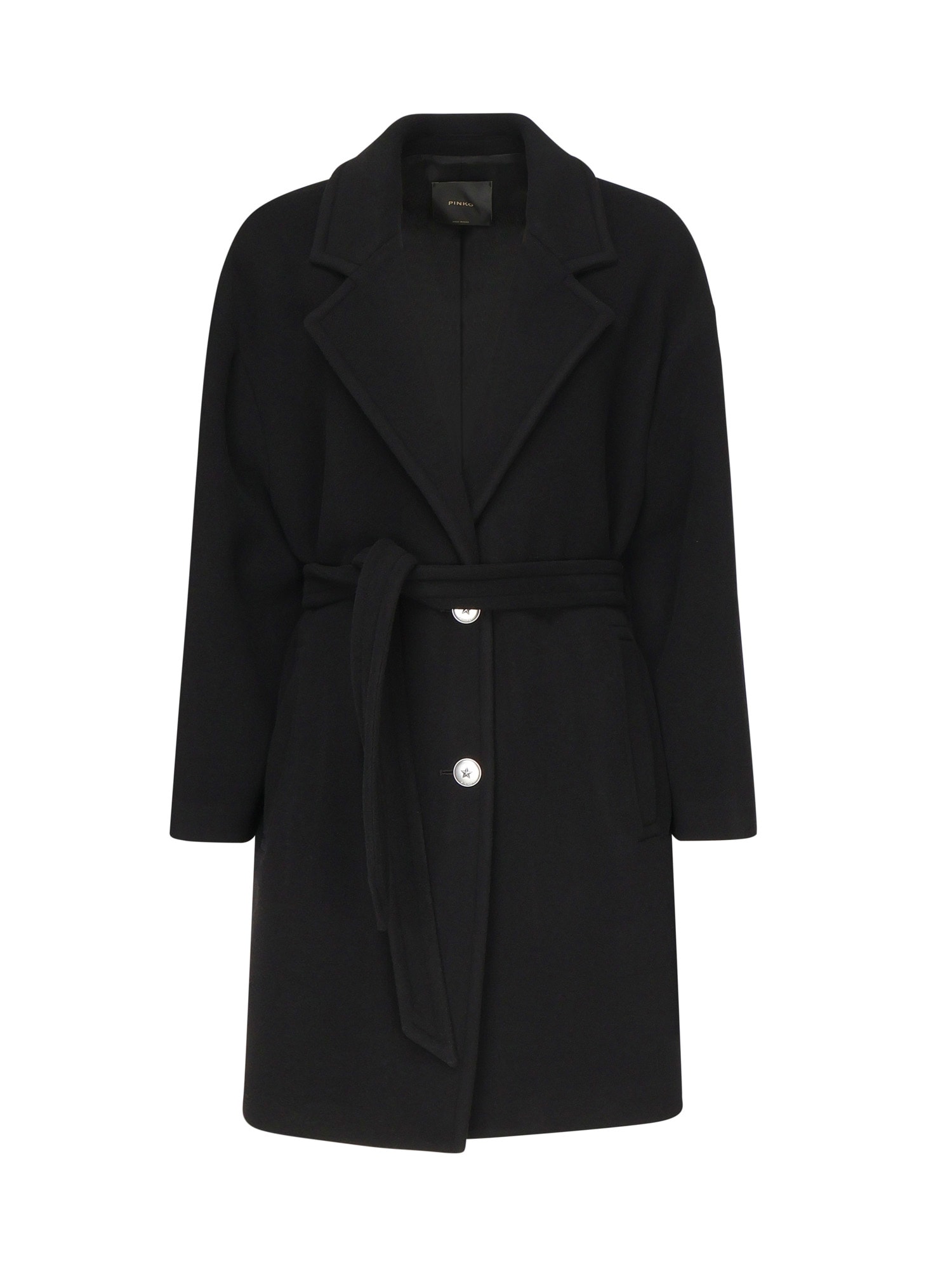 Pinko Single-breasted Wool Blend Coat In Black