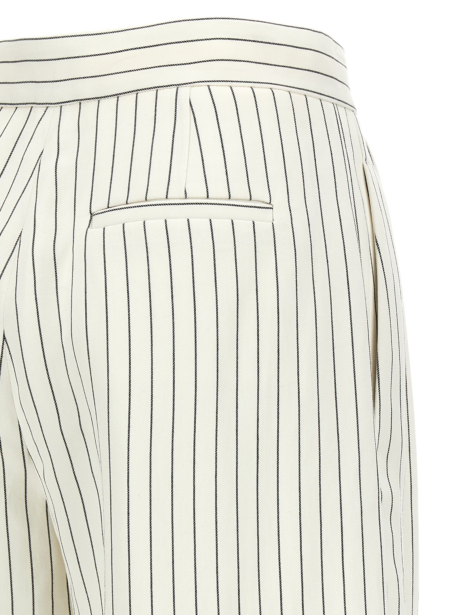 Loulou Studio Front Pleated Striped Bermuda Shorts With Pockets In White/black