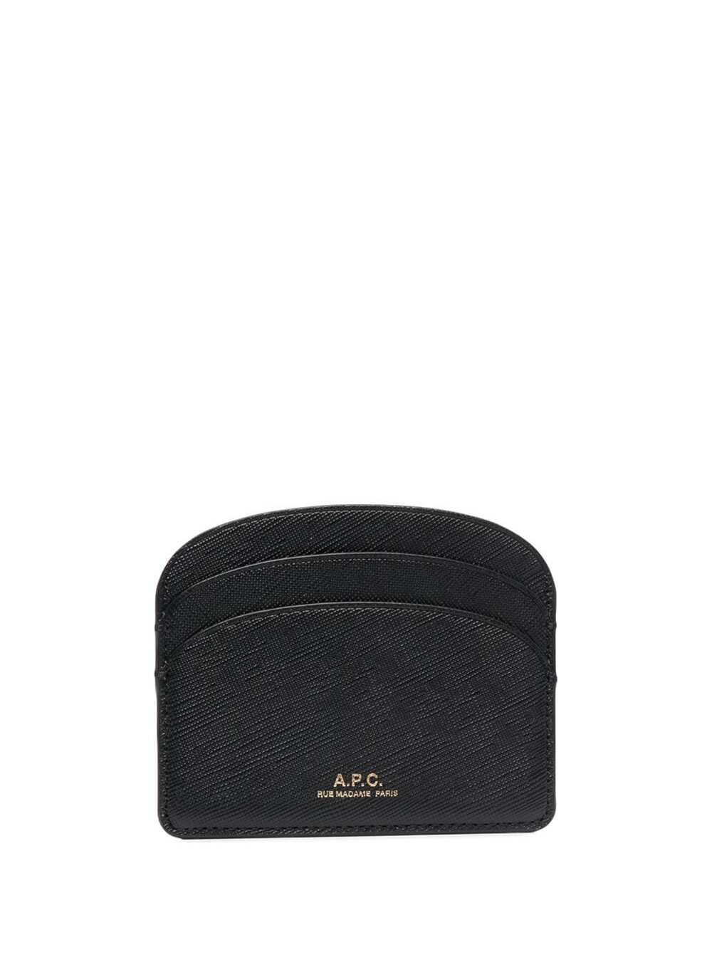 A.P.C. Womans Demi Lune Black Hammered Leather Cardholder
